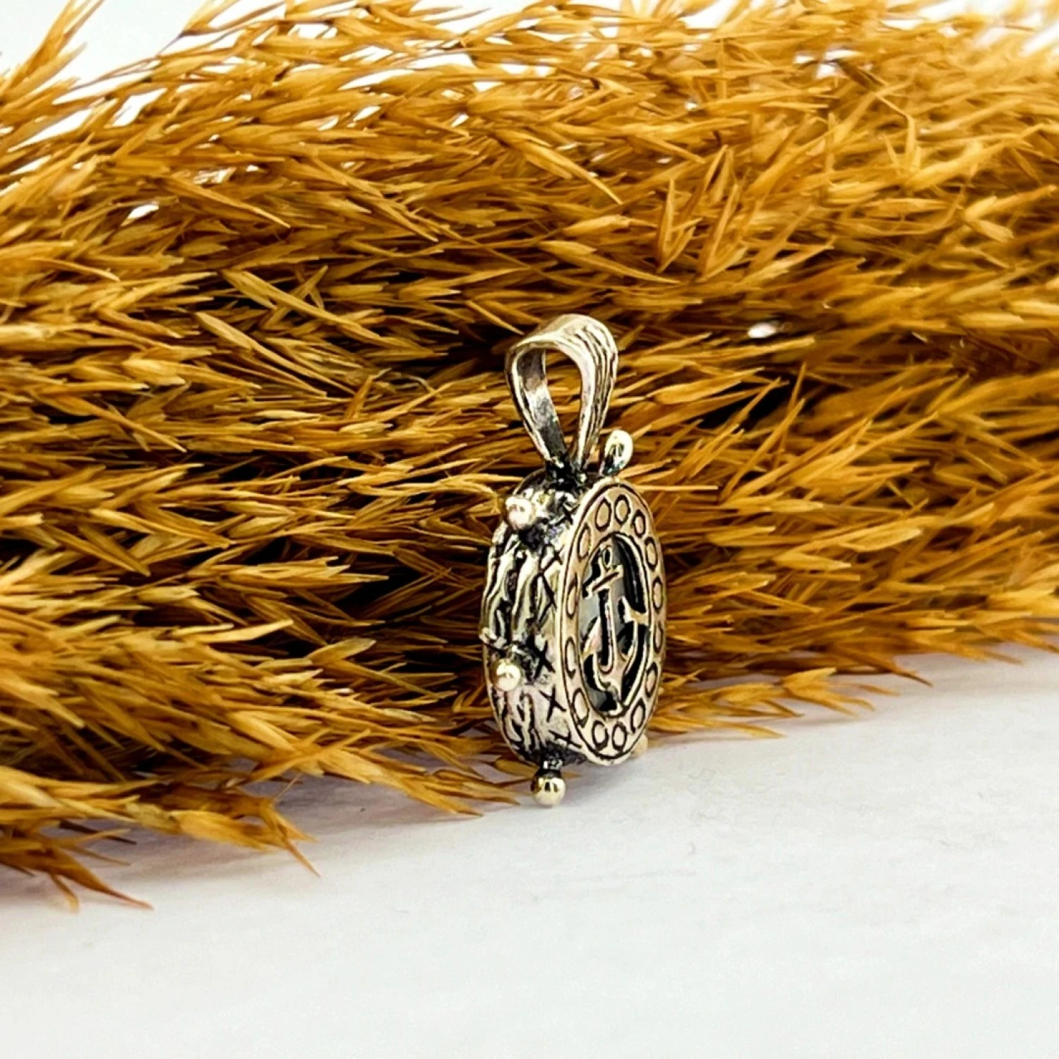 925 Ayar Gümüş Çapa Tasarım Cevşen Kolye 