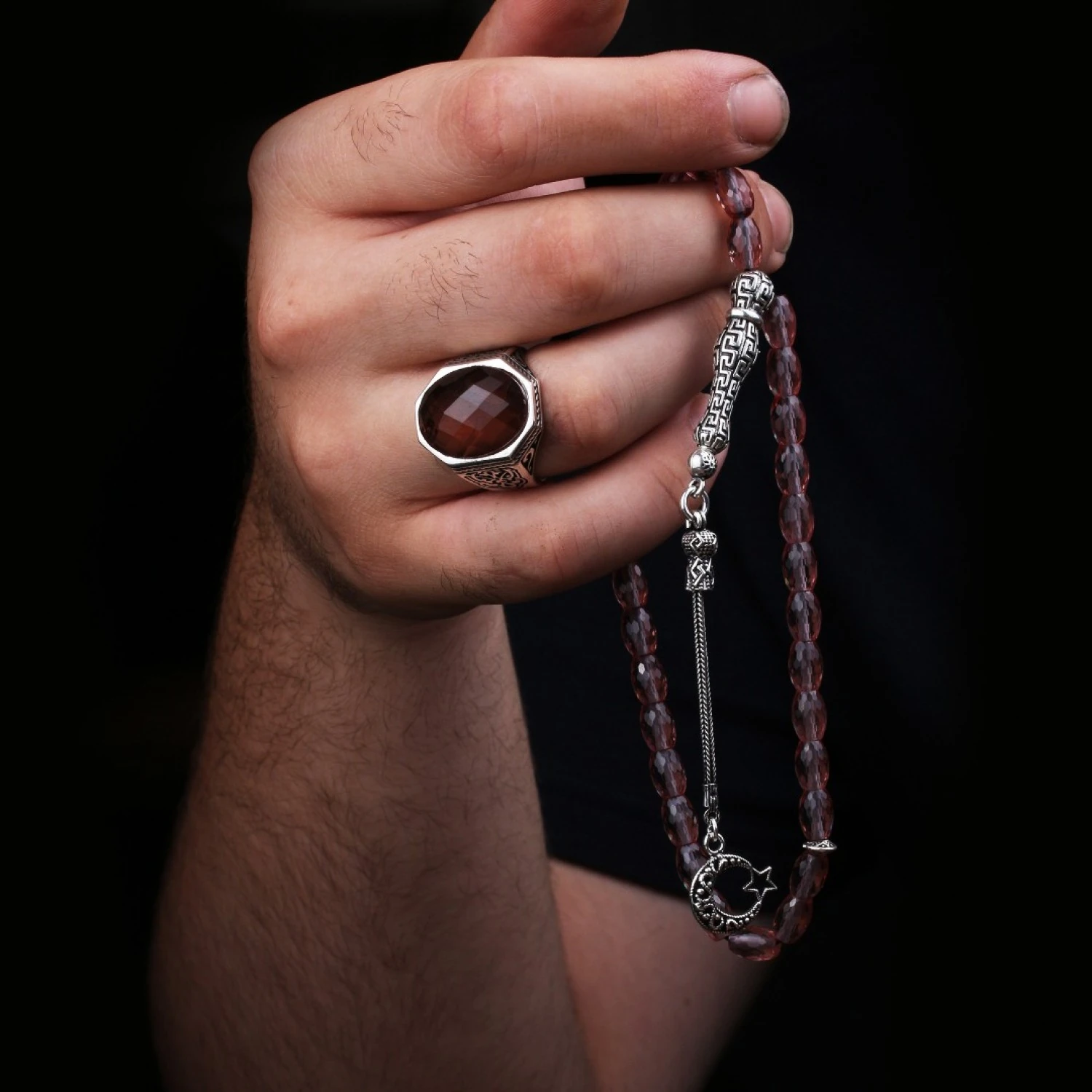 925 AYAR RENK DEĞİŞTİREN ZULTANİT TAŞI YÜZÜK VE TESBİH KOMBİNİ