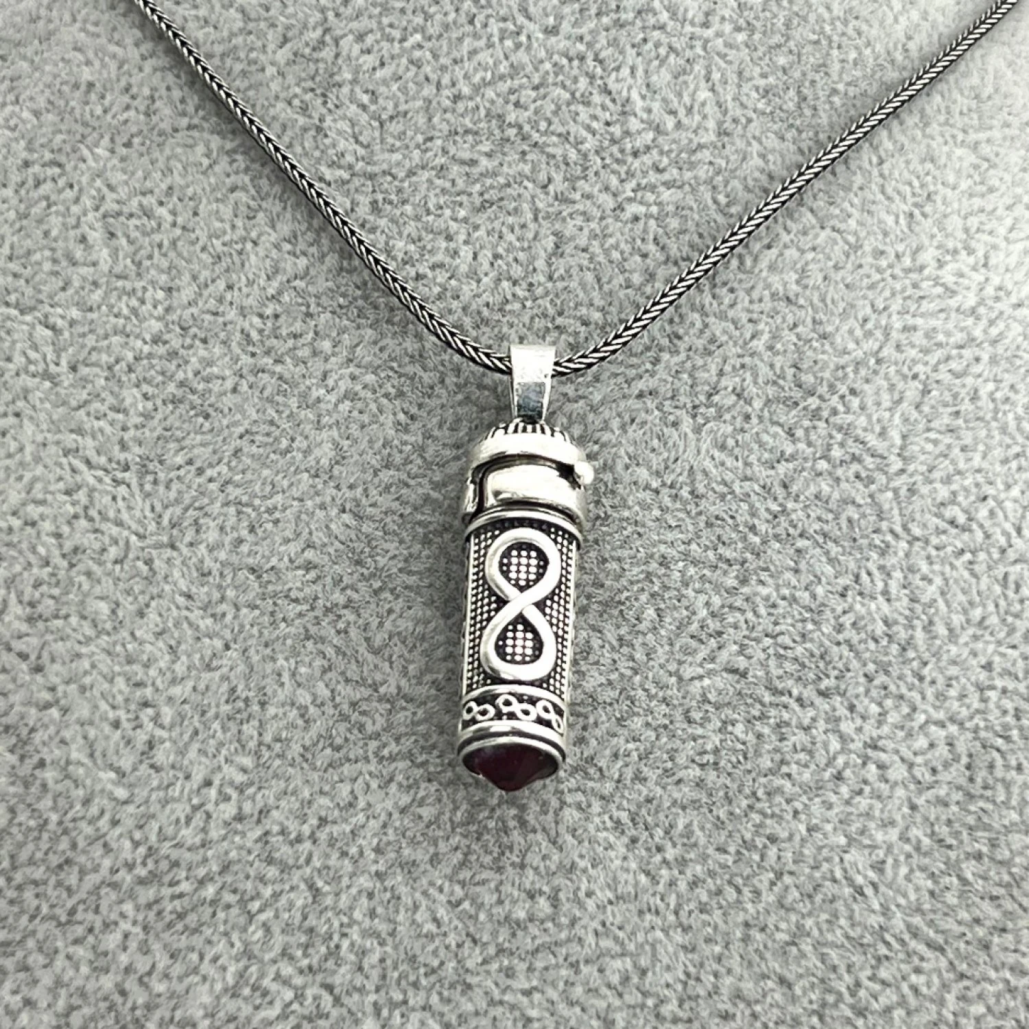 925 AYAR KIRMIZI ZİRKON TAŞ SONSUZLUK GÜMÜŞ KOLYE UCU