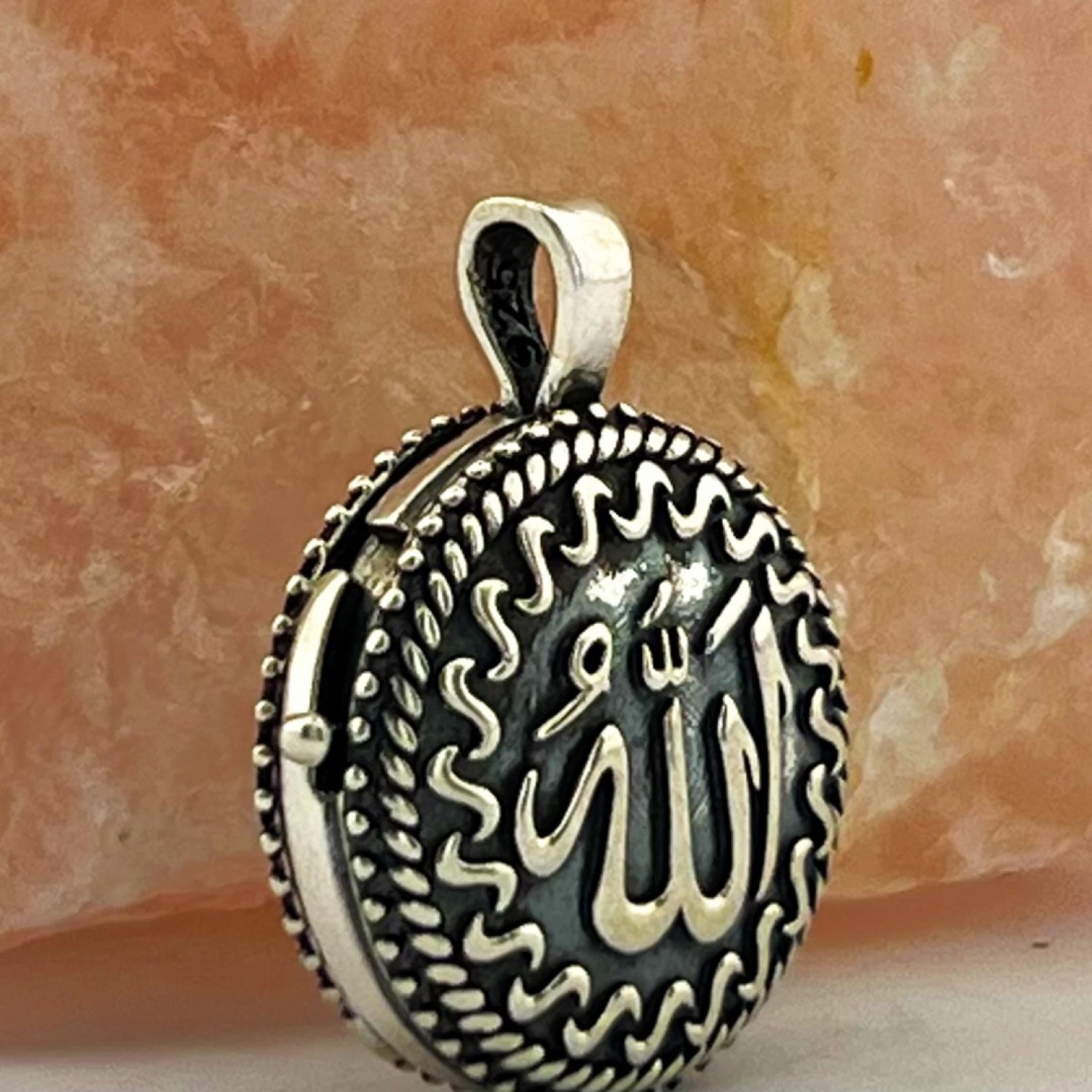 925 AYAR GÜMÜŞ ALLAH LAFZI YAZILI MUSKA KOLYE