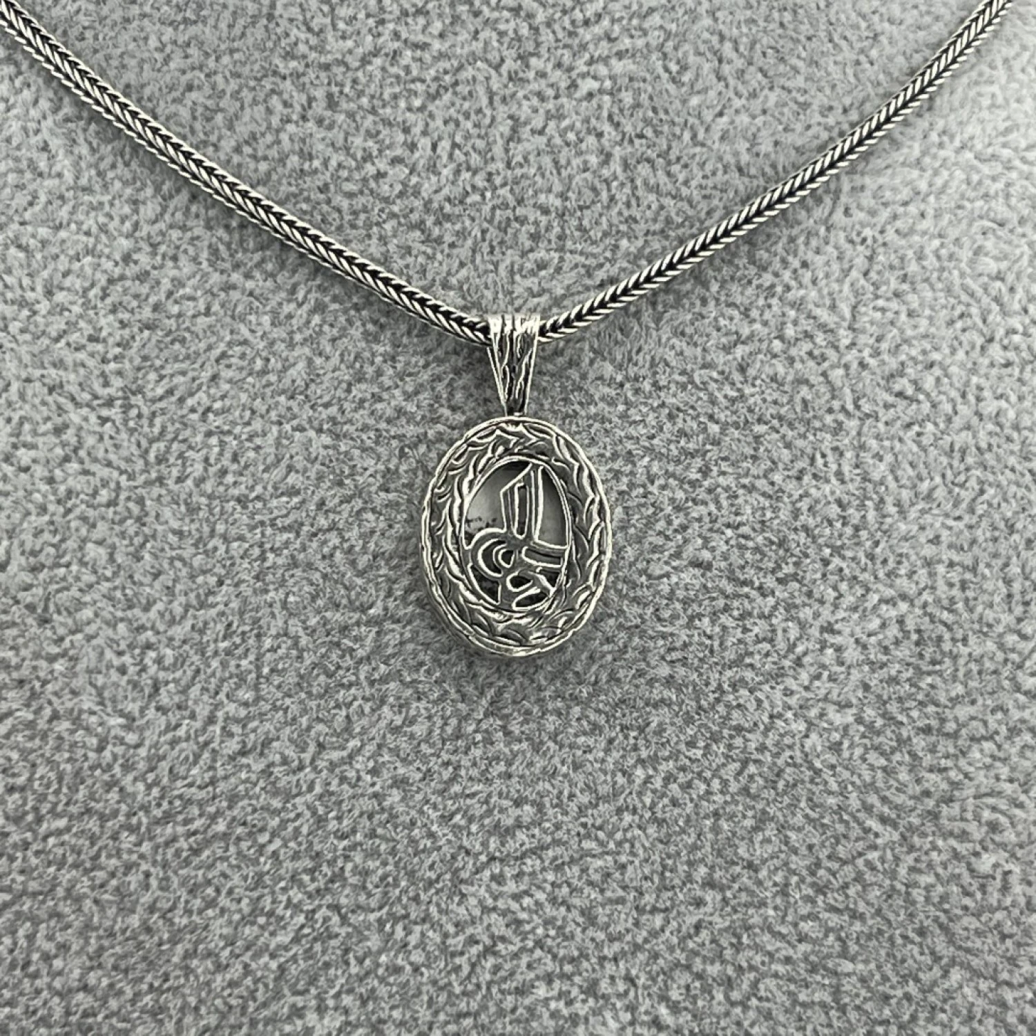 925 AYAR GÜMÜŞ OVEL TUĞRA TASARIM CEVŞEN KOLYE