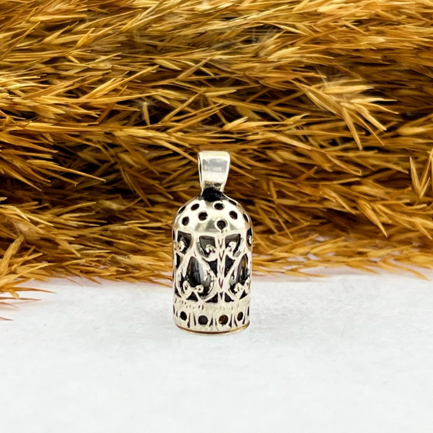 925 AYAR KALP TASARIM GÜMÜŞ CEVŞEN KOLYE