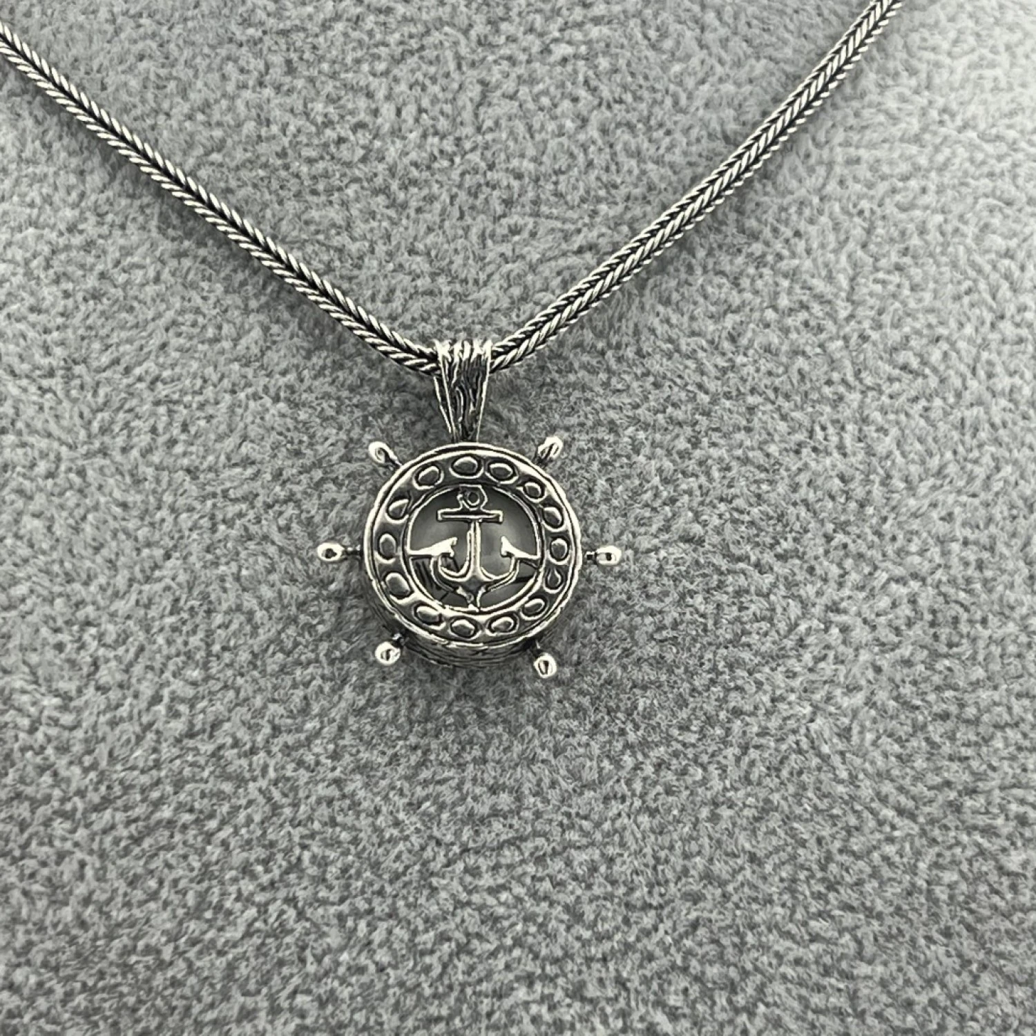 925 Ayar Gümüş Çapa Tasarım Cevşen Kolye 