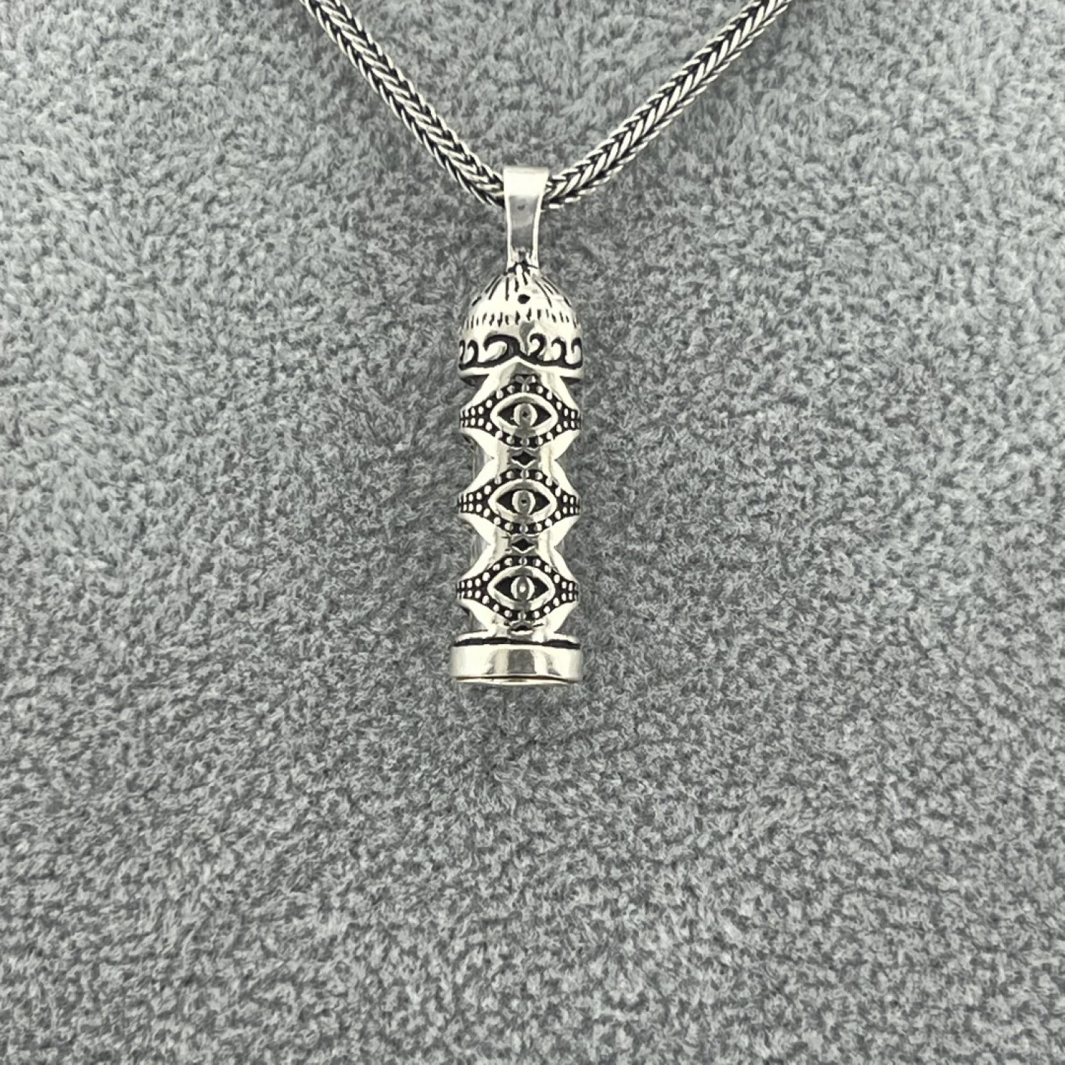 Göz Desenli 925 Ayar Gümüş Cevşen Kolye