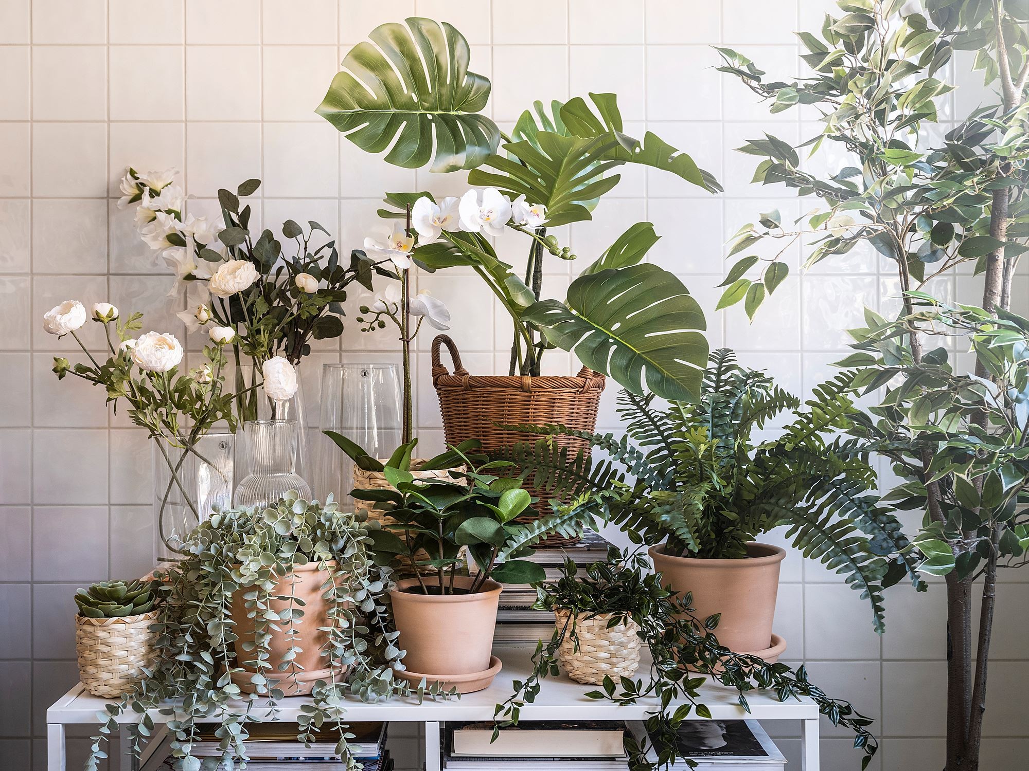 Yapay bitki, yeşil, 19 cm, monstera