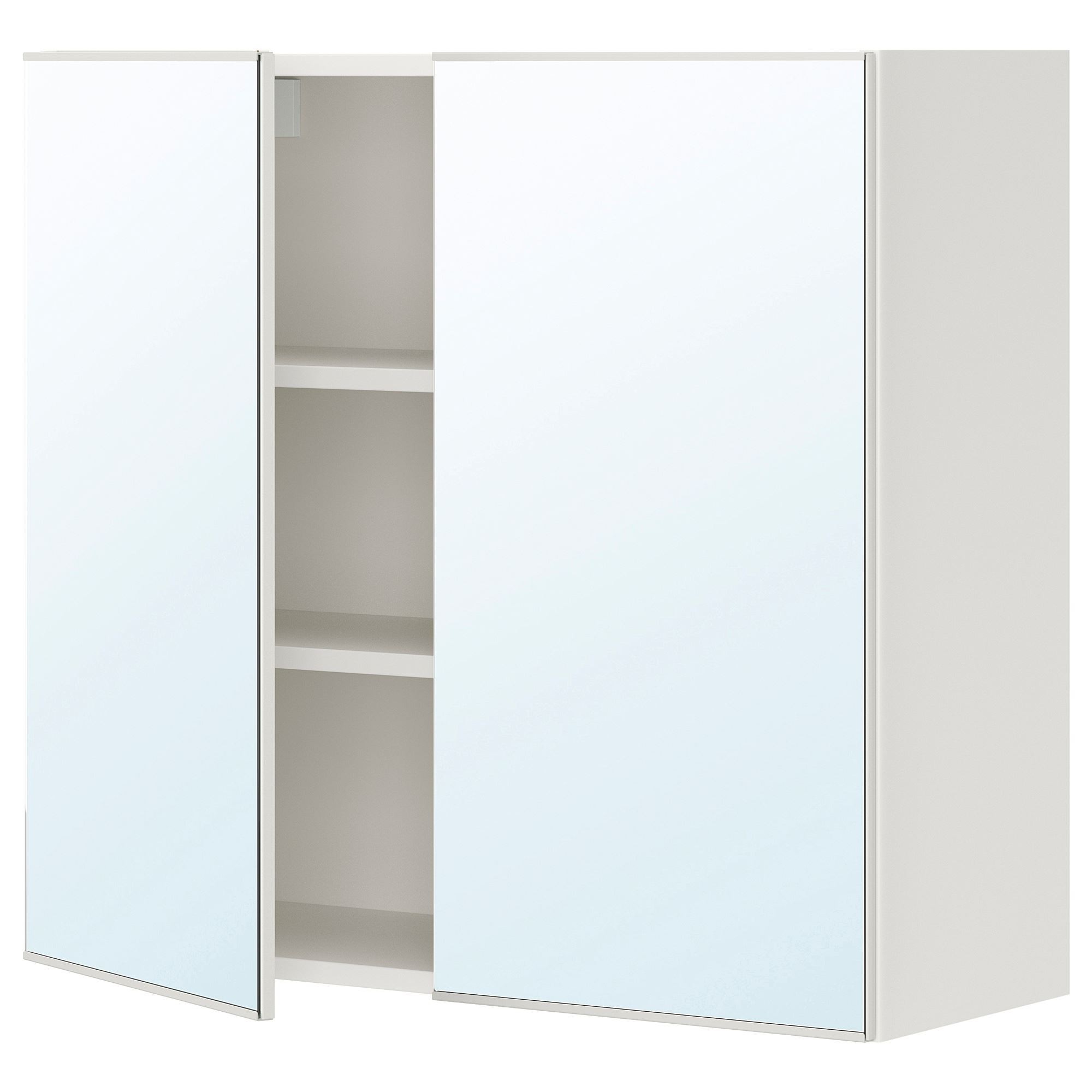 Banyo duvar dolabı, beyaz, 80x30x75 cm, 2 ayna kapaklı