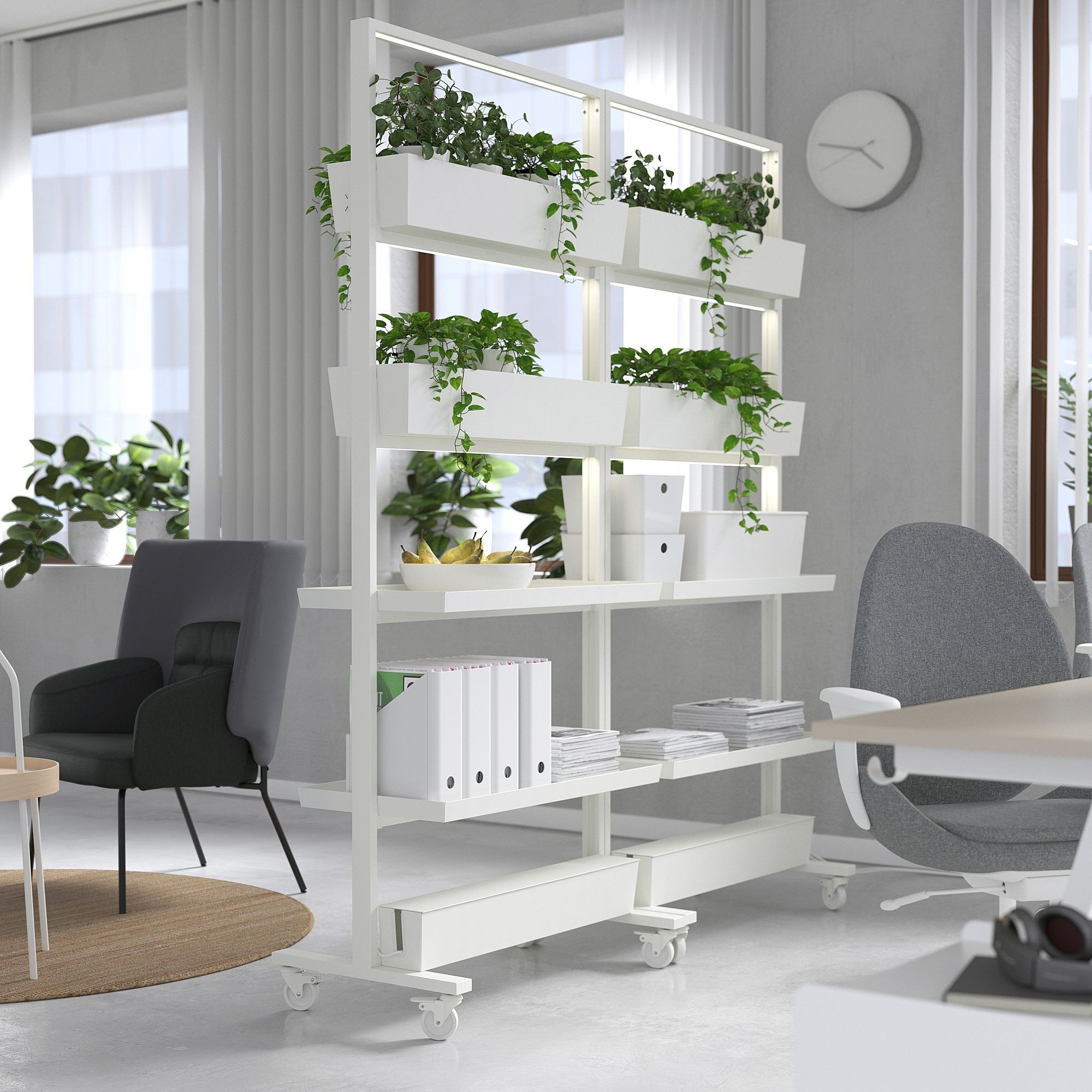 Ofis seperatörü, beyaz, 85x205 cm, Raflı/Kutulu/Kablo Kutulu