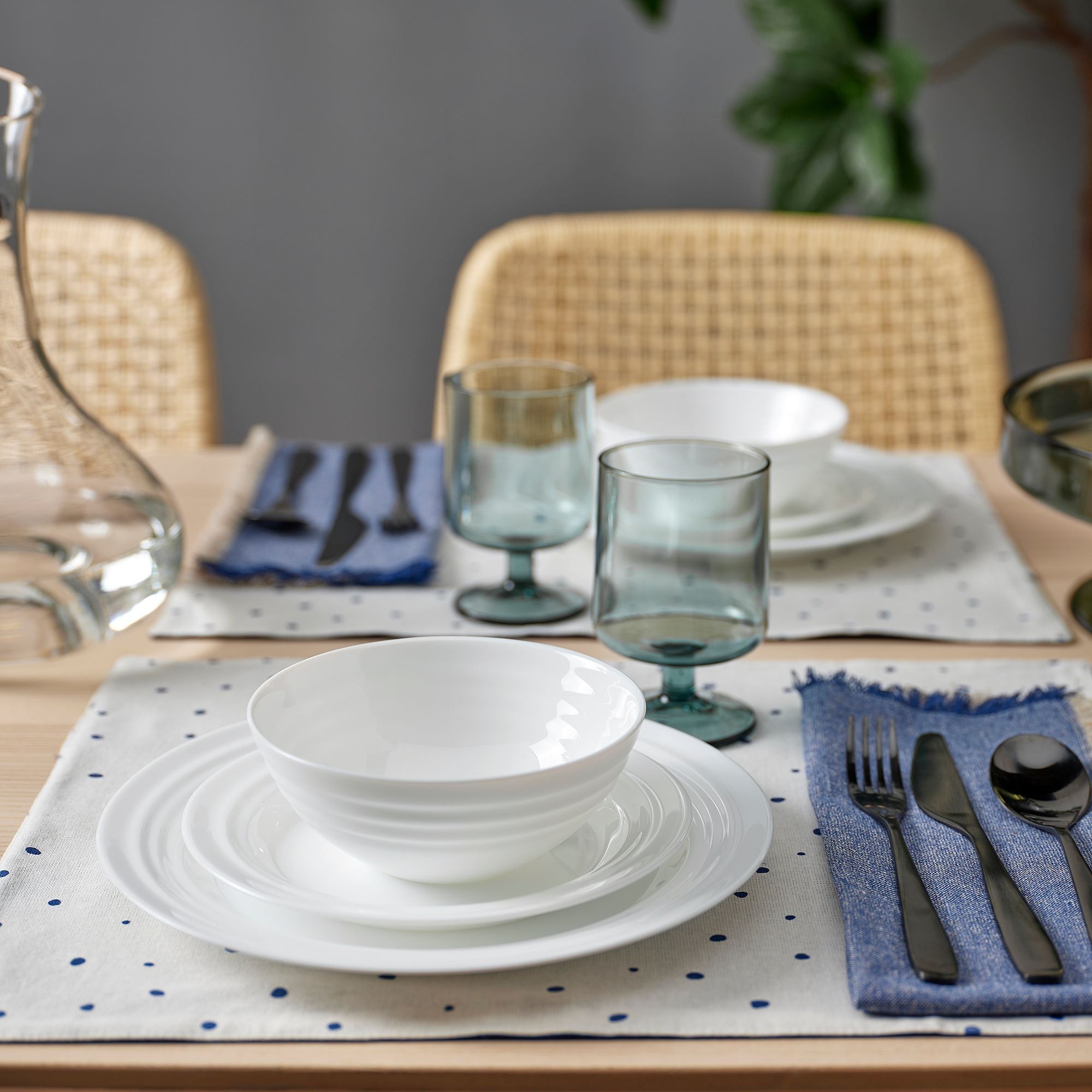 Yemek takımı, beyaz, 12 parça
