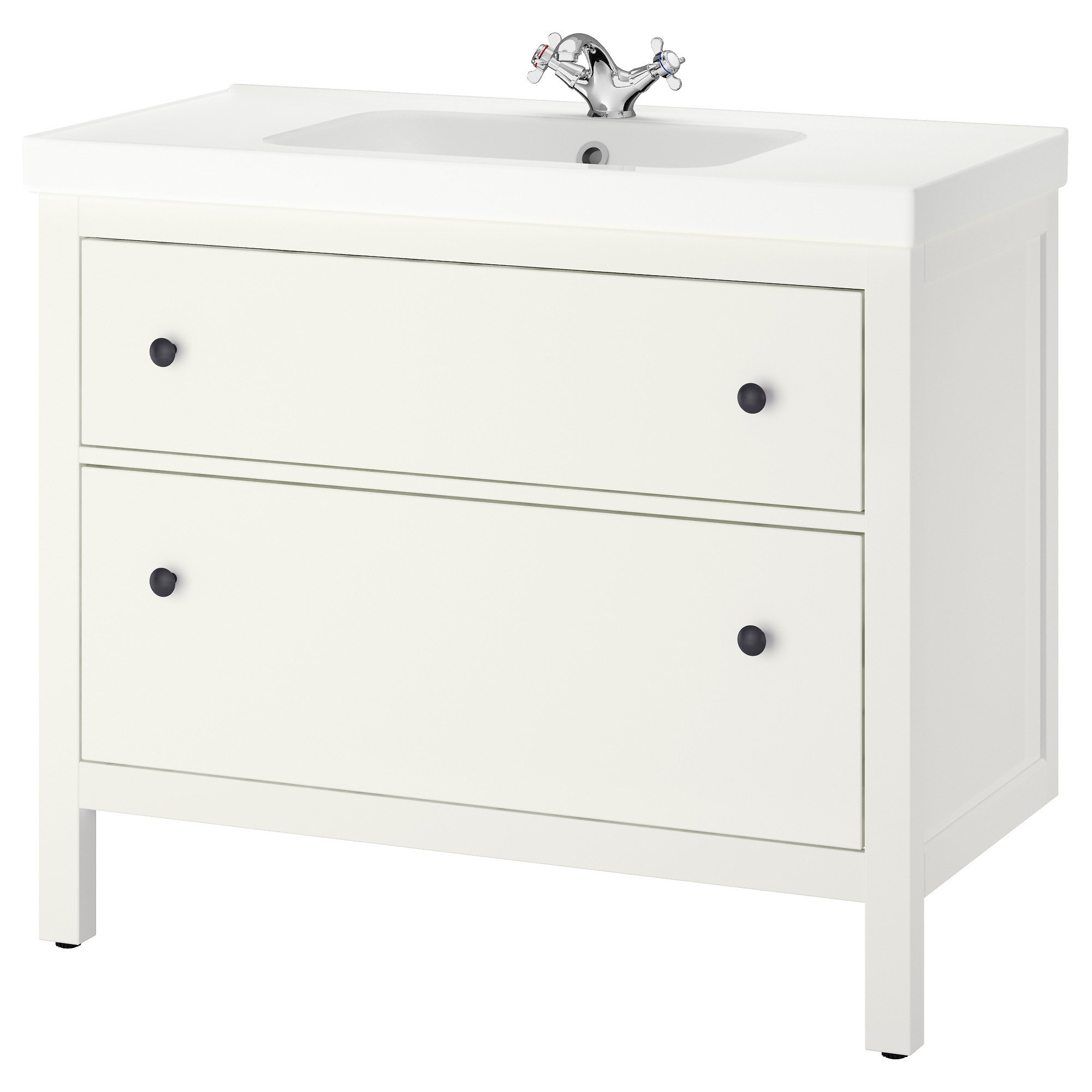 Lavabo dolabı kombinasyonu, beyaz, 100x49x89 cm, Batarya dahil değildir.