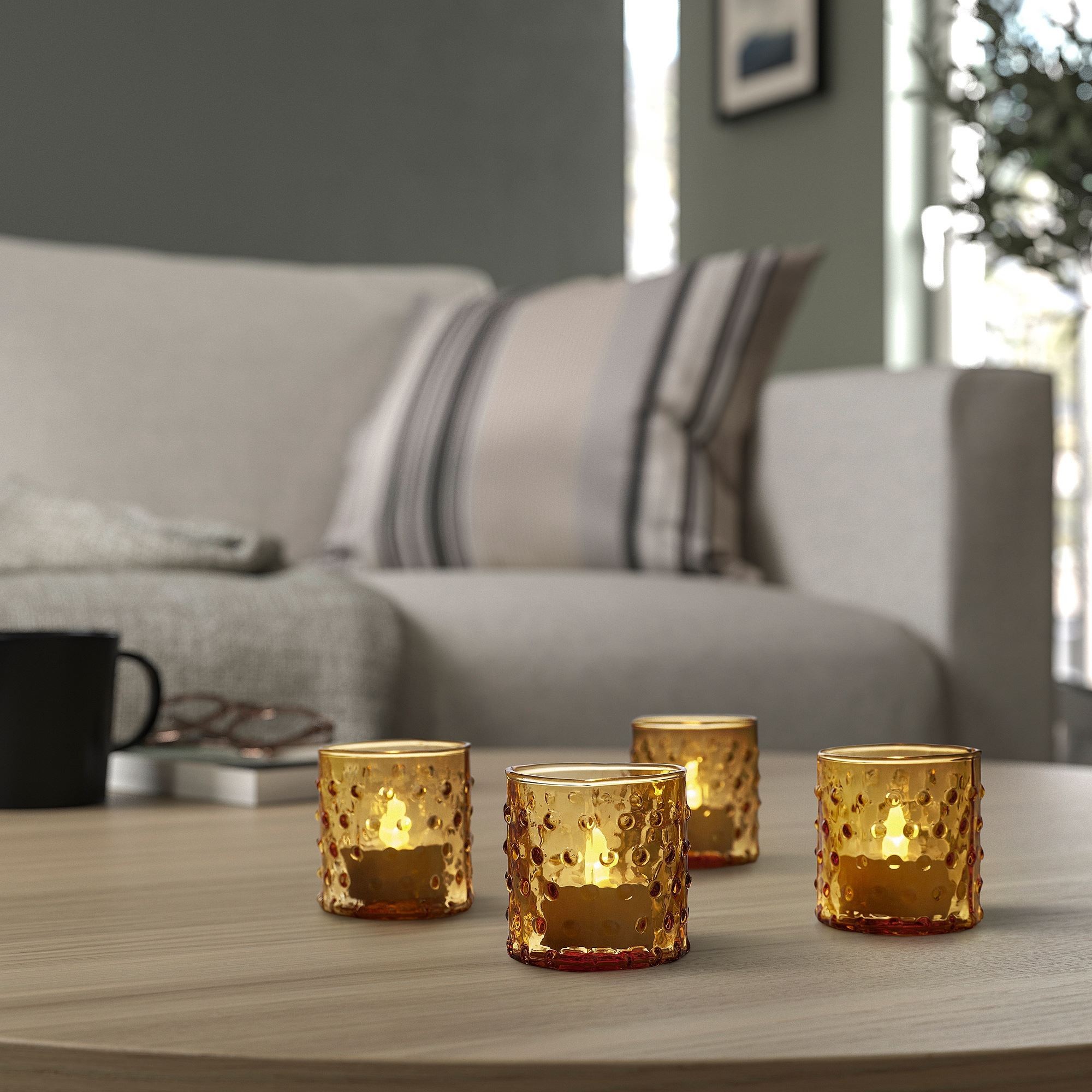 Tealight mumluk, koyu sarı, 6 cm