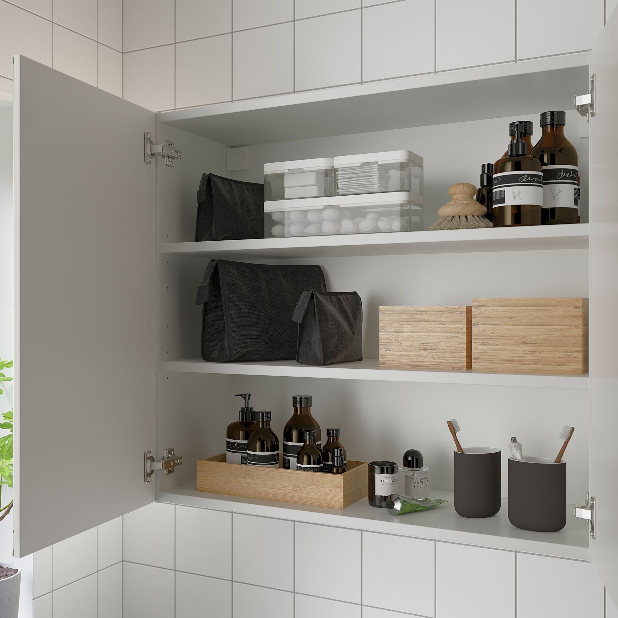Banyo duvar dolabı, beyaz, 80x30x75 cm, 2 ayna kapaklı