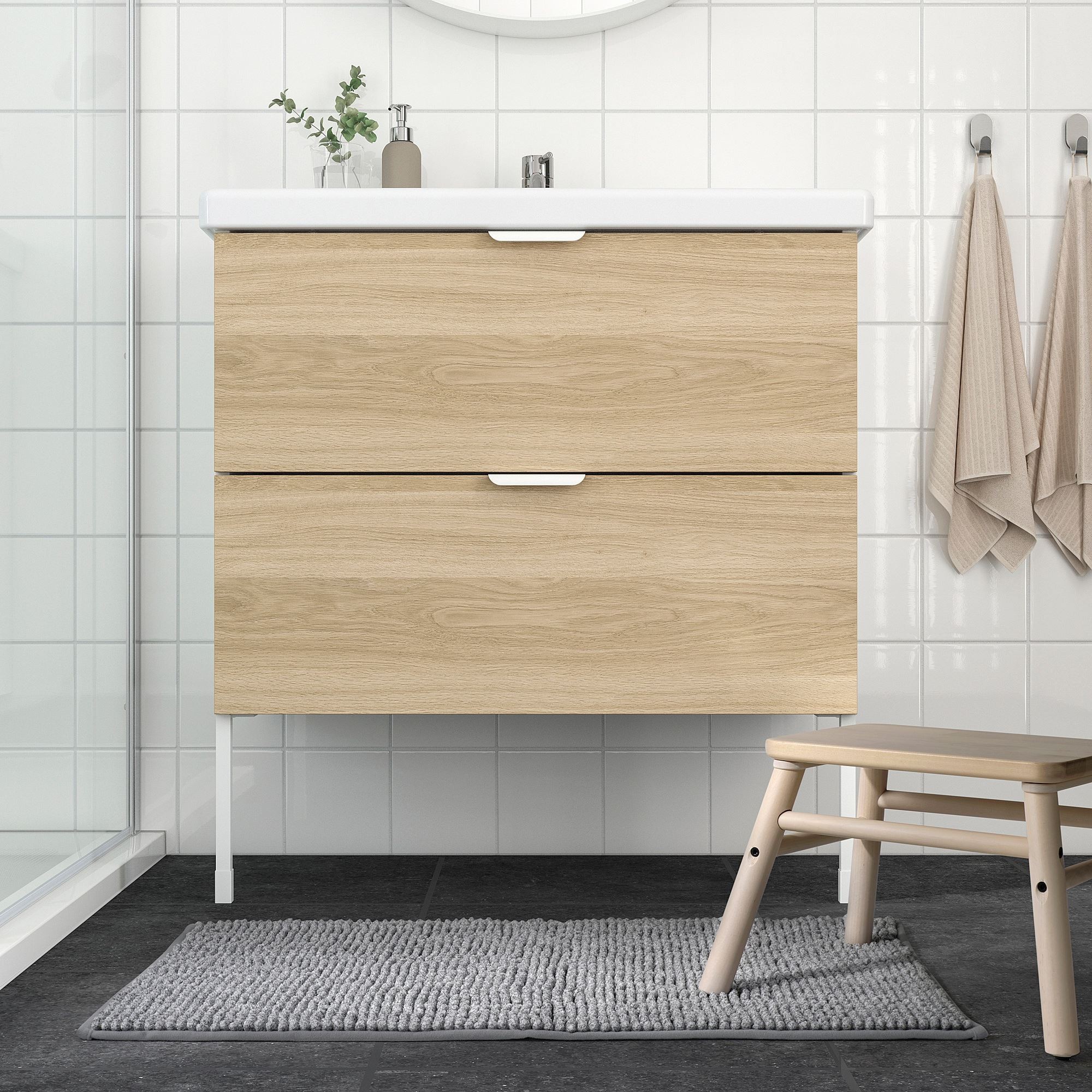 Banyo paspası, gri-beyaz, 50x80 cm