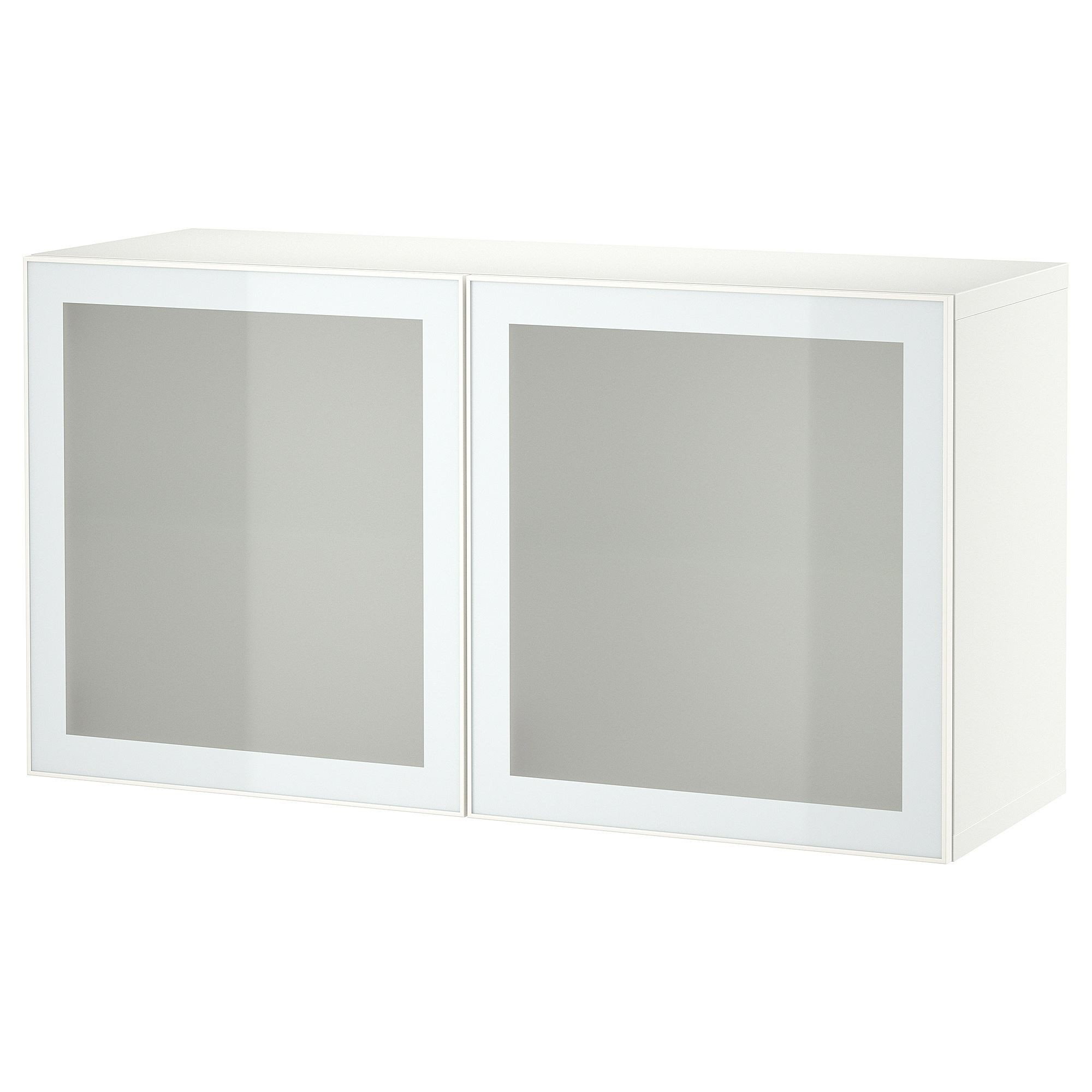 Raf ünitesi, beyaz-buzlu cam, 120x42x64 cm, GLASSVIK