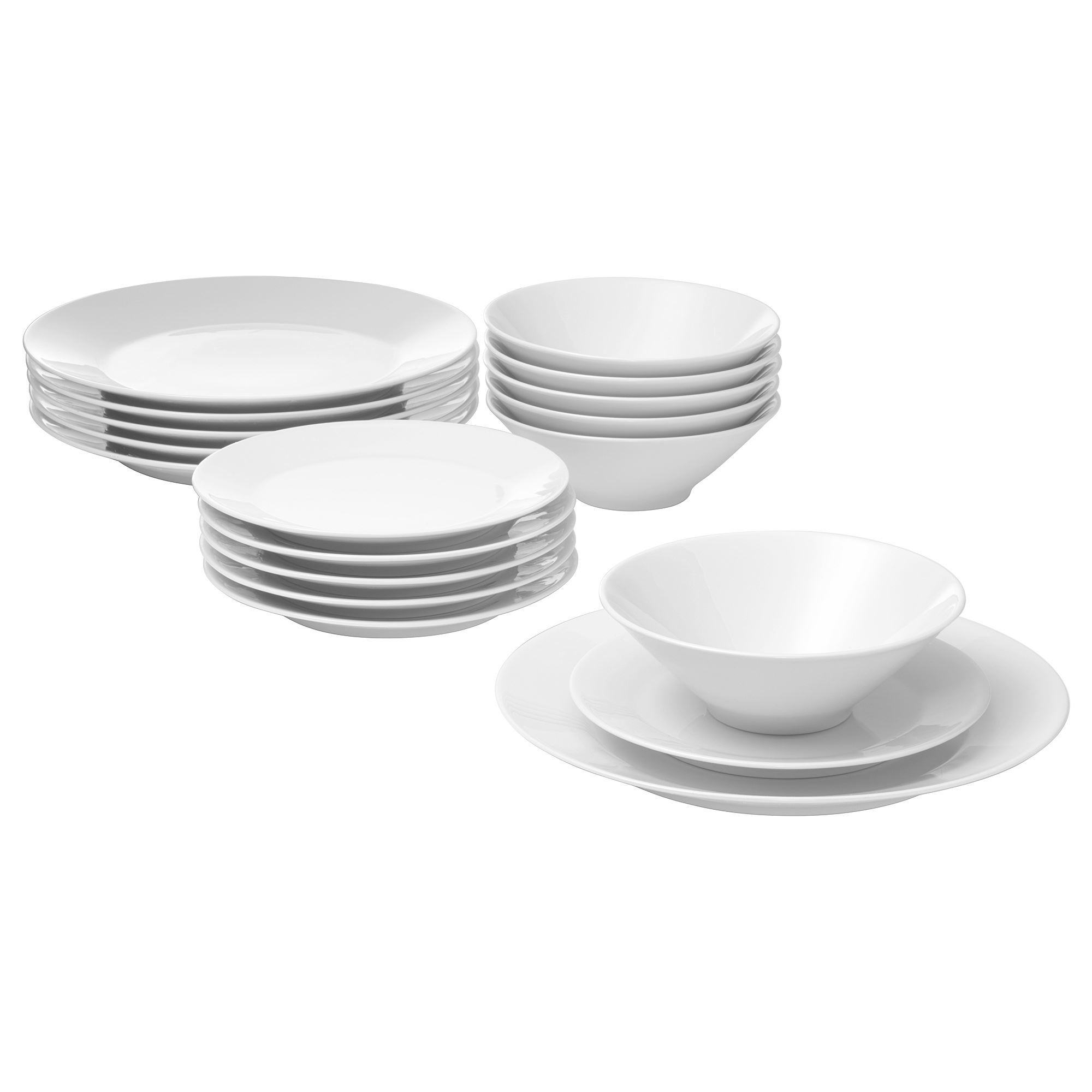 Yemek takımı, beyaz, 18 parça