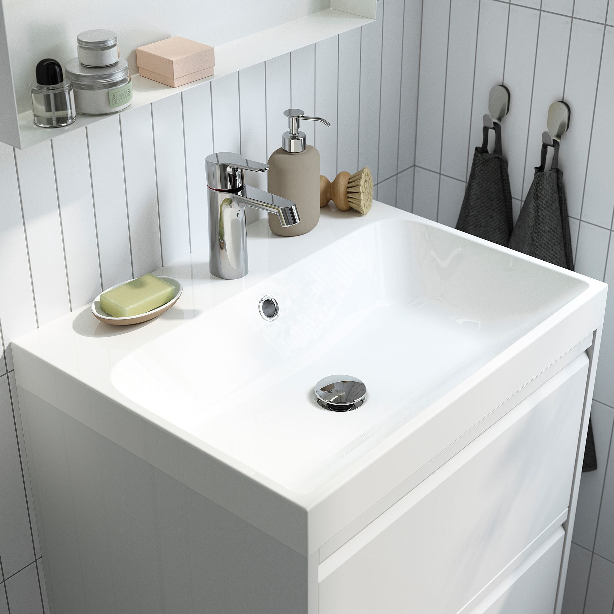 Lavabo dolabı kombinasyonu, meşe görünümlü, 60x48x39 cm, BROGRUND batarya