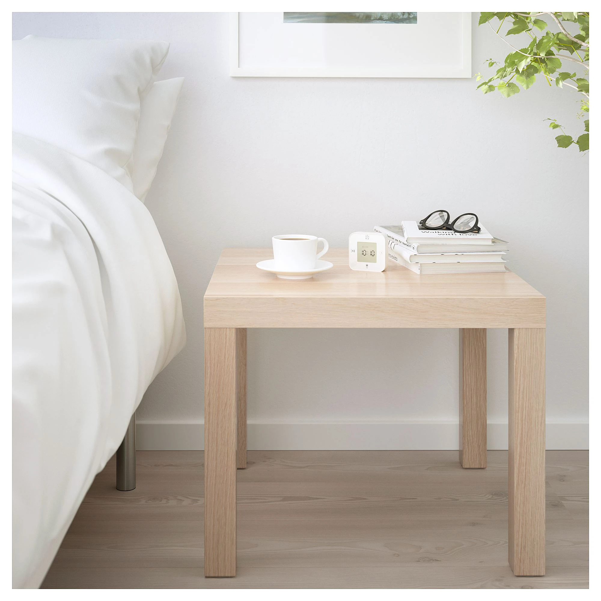 Yan sehpa, ağartılmış meşe görünümlü, 55x55 cm