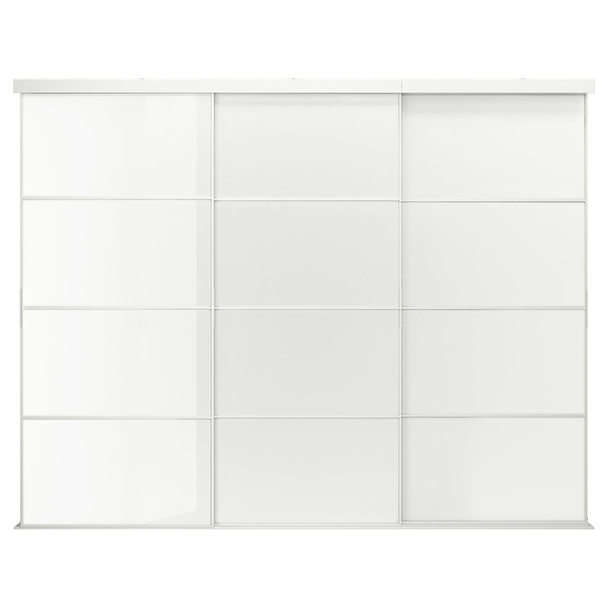 Gömme dolap için sürgü kapak, beyaz-cam, 301x240 cm