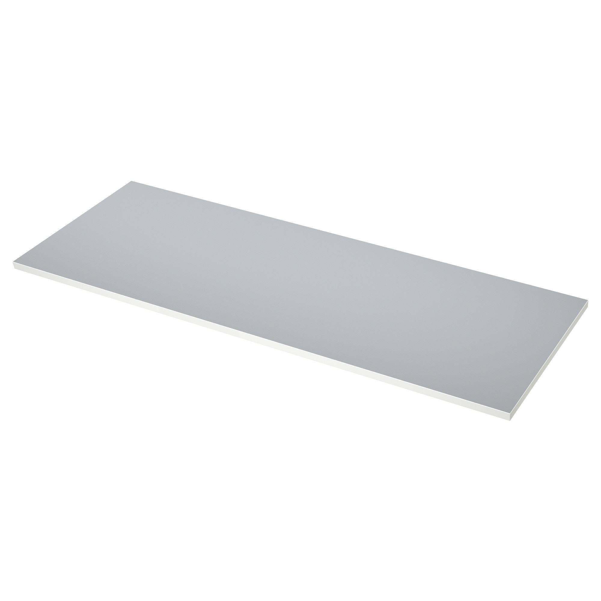 Tezgah, beyaz kenarlı açık gri-beyaz-laminat, 246x63,5x2,8 cm, çift taraflı