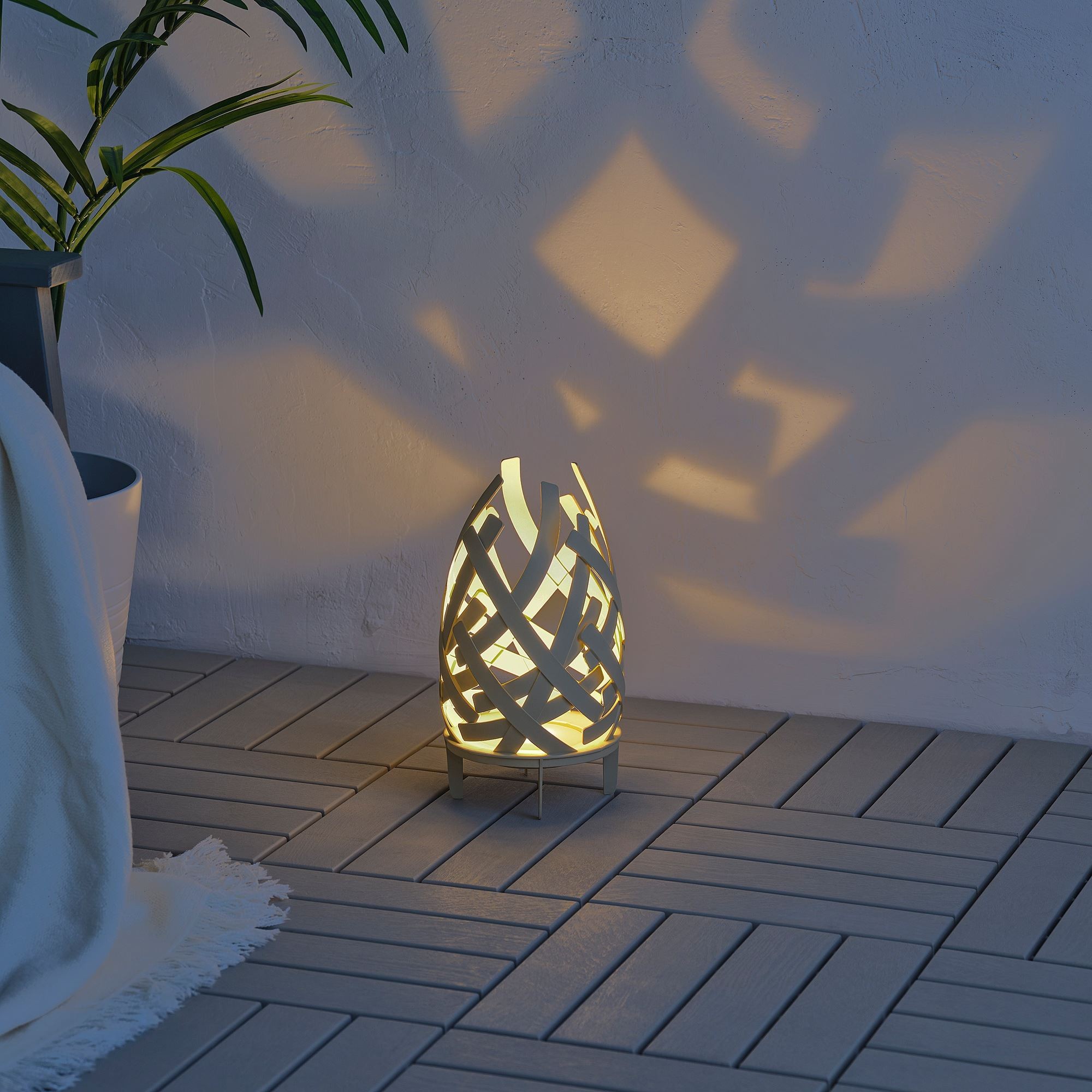LED'li masa lambası, bej, 30 cm, pilli
