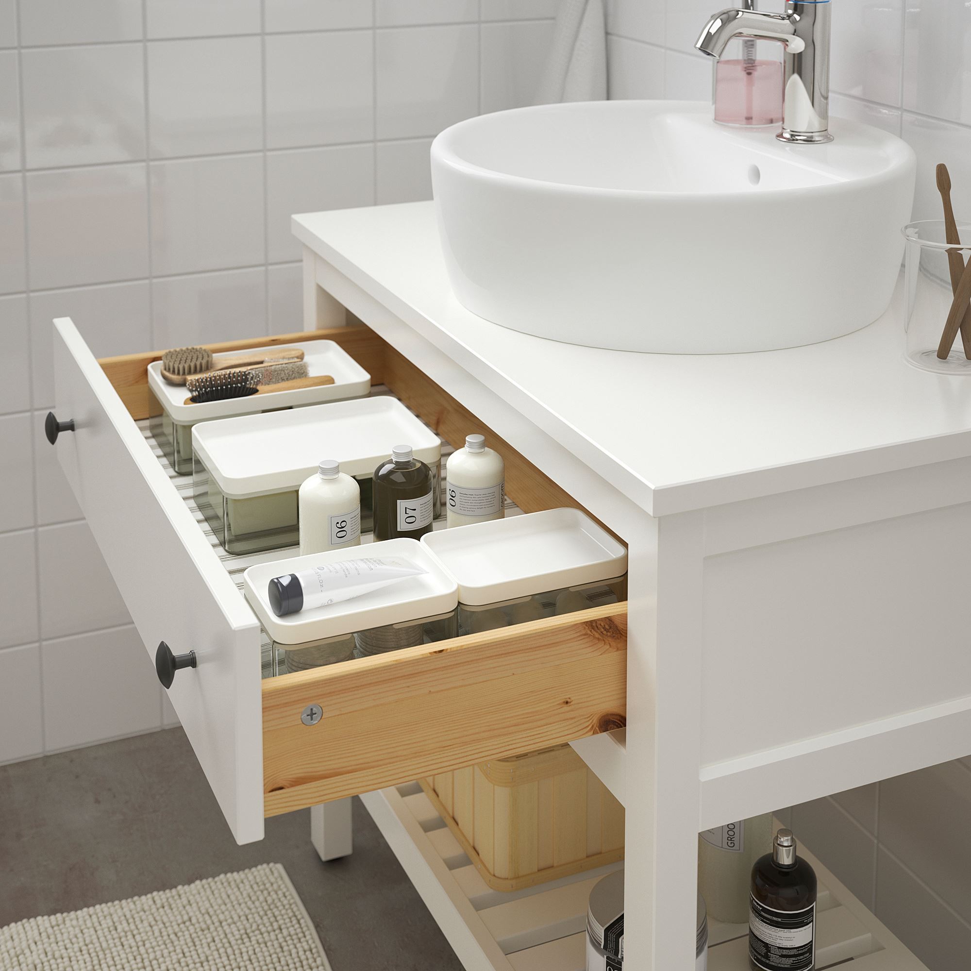 Lavabo dolabı kombinasyonu, beyaz, 82x48x90 cm, Batarya dahil değildir.