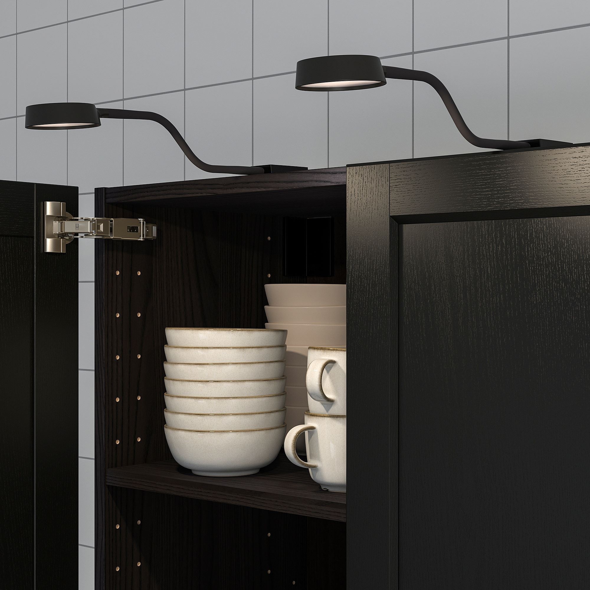 LED'li dolap aydınlatması, siyah, 120 lm