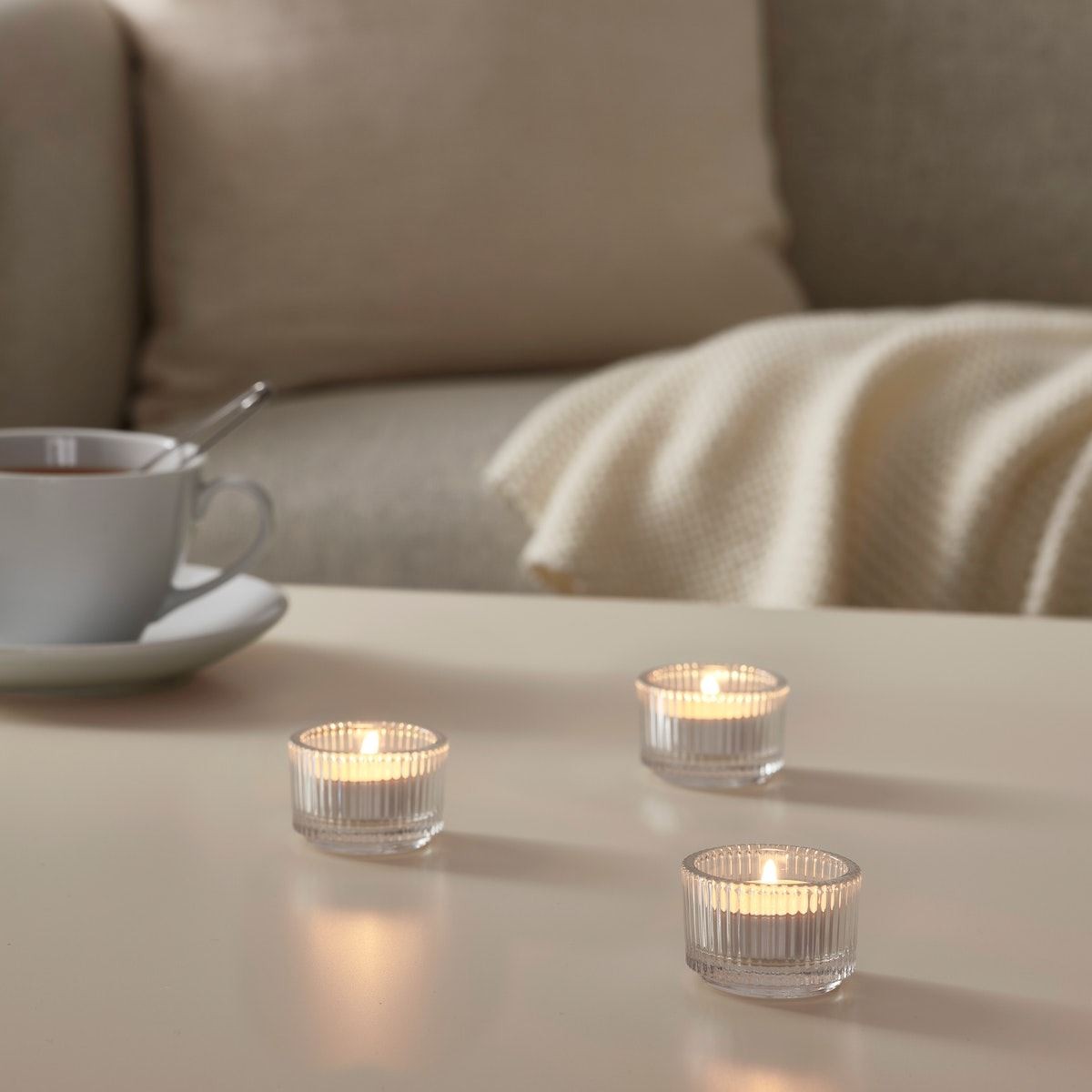 Tealight mumluk, saydam cam, 3.5 cm