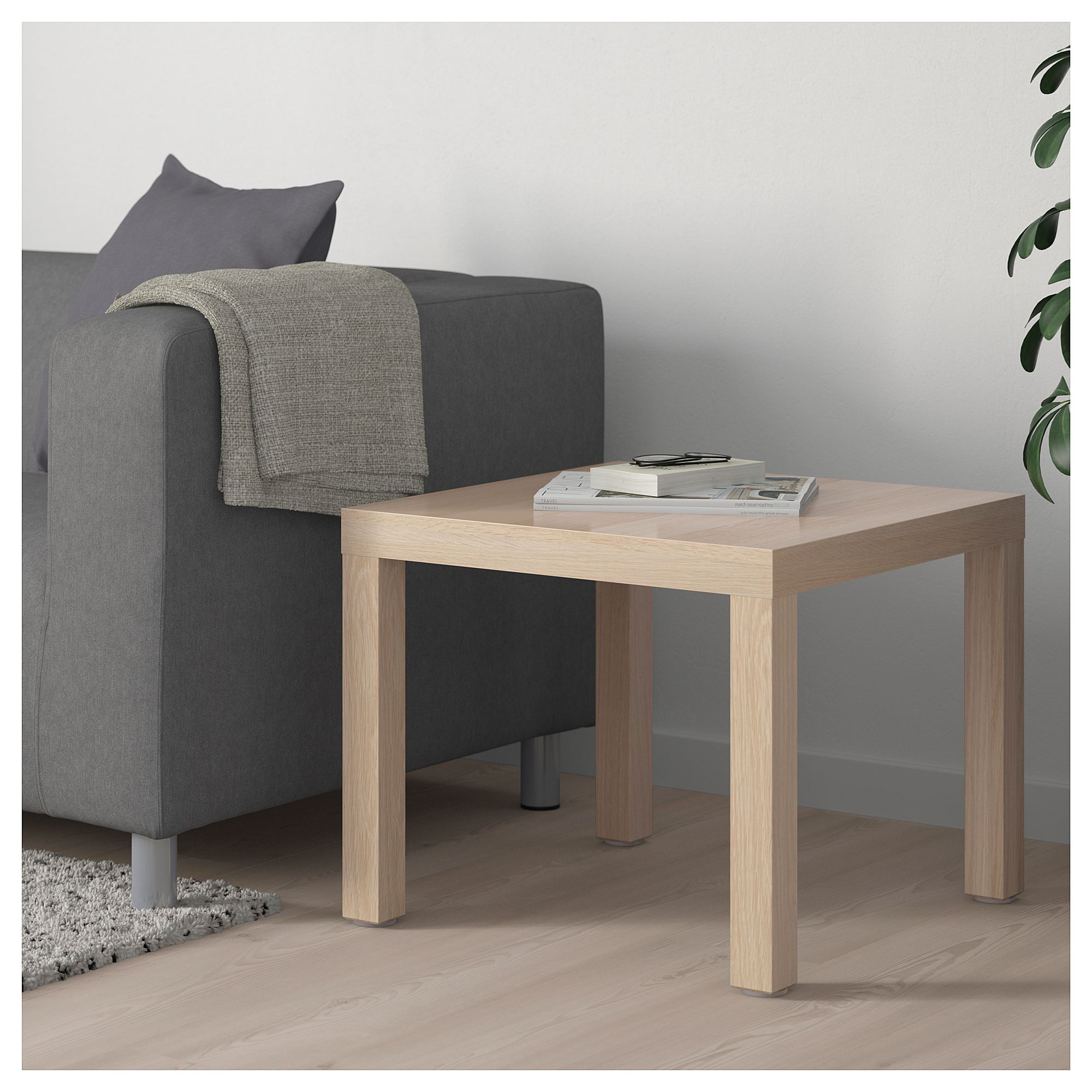 Yan sehpa, ağartılmış meşe görünümlü, 55x55 cm