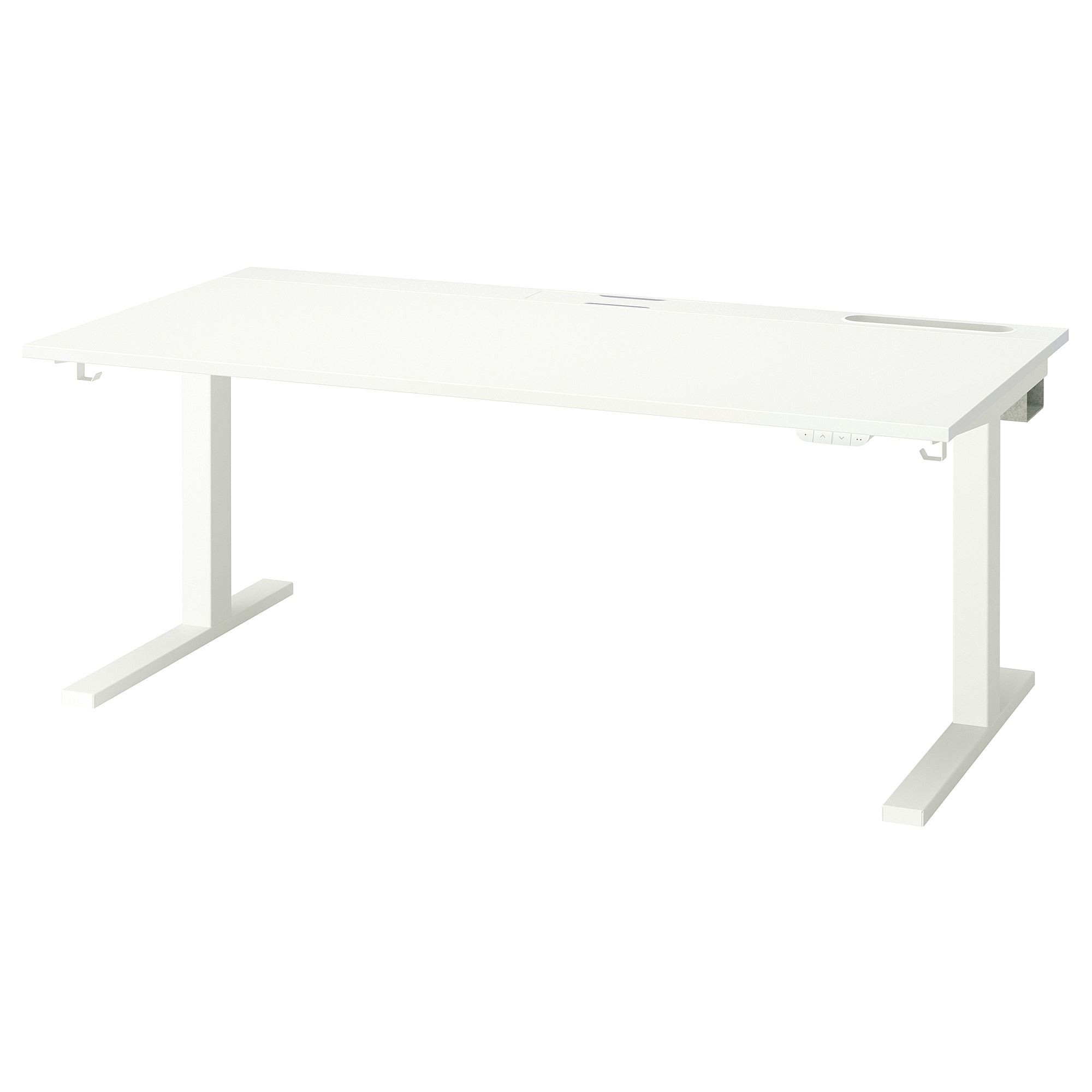 Yüksekliği ayarlanabilen çalışma masası, beyaz, 160x80 cm, elektrikli