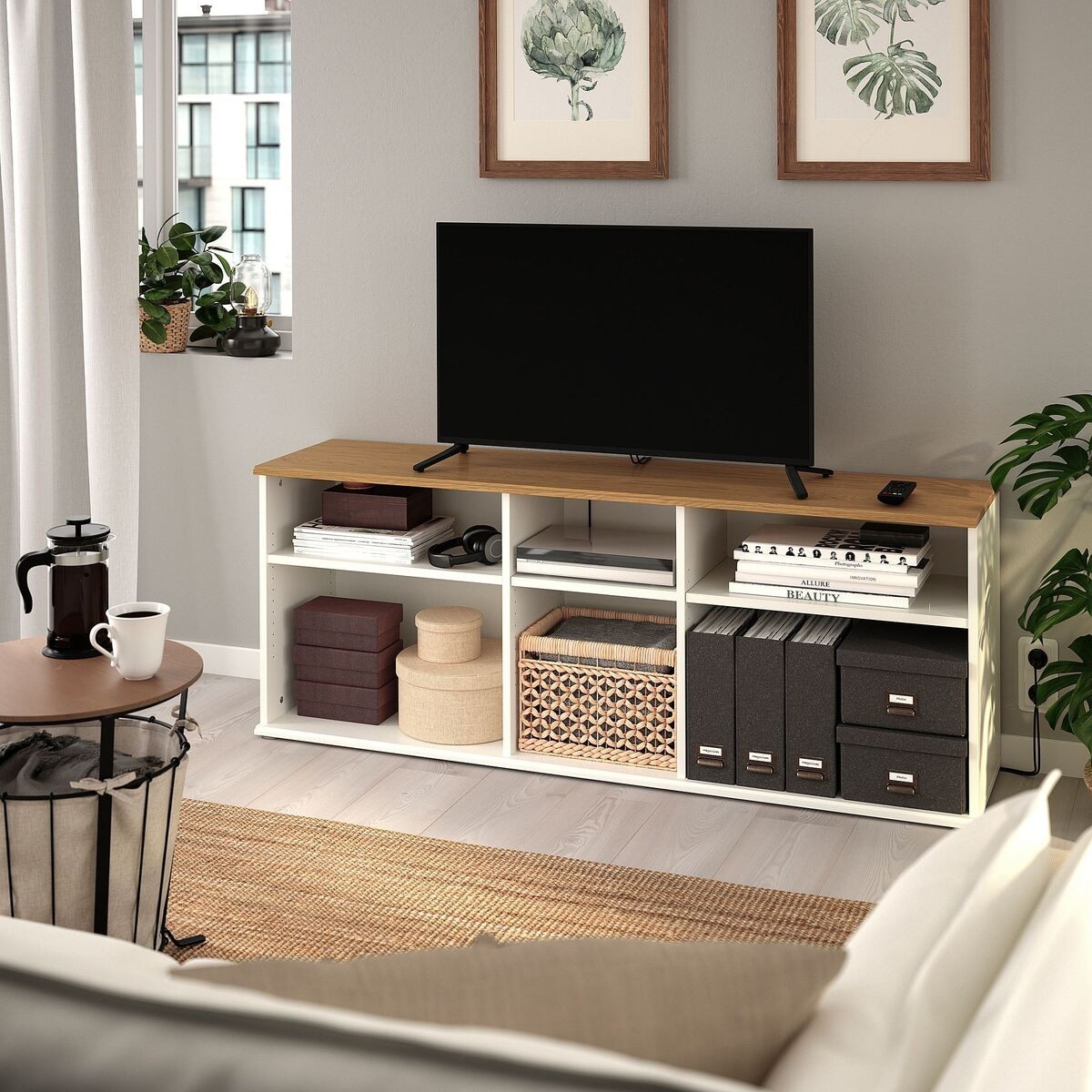Tv sehpası, beyaz, 156x38x60 cm