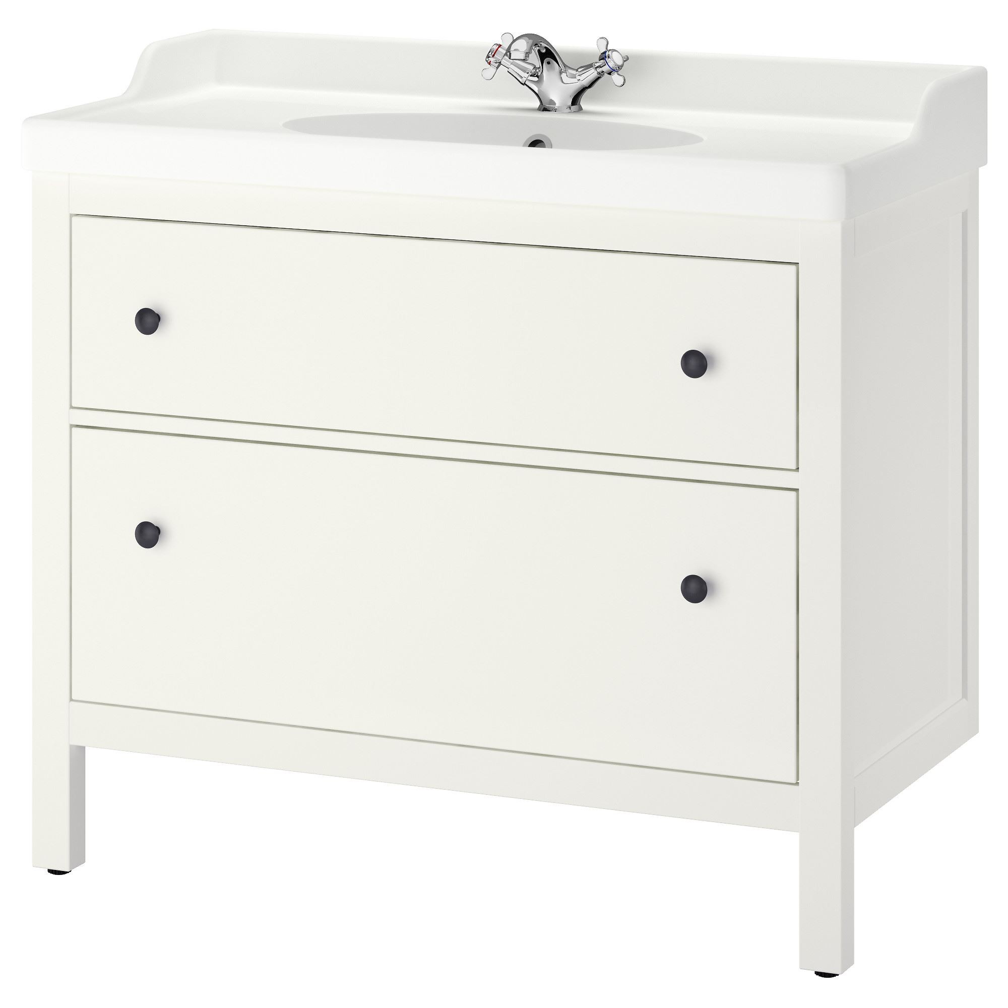 Lavabo dolabı kombinasyonu, beyaz, 100x49x89 cm, Batarya dahil değildir.