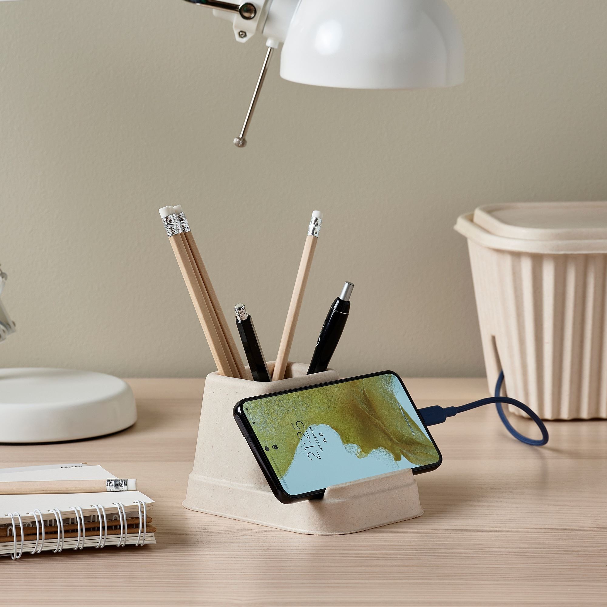 Telefon/tablet standı, natürel, 14x8x10 cm