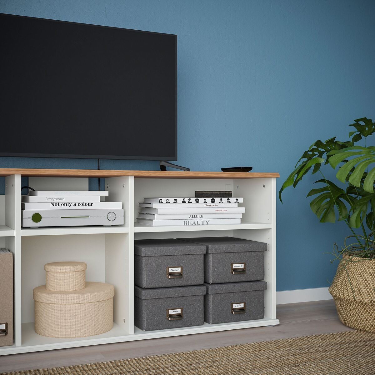 Tv sehpası, beyaz, 156x38x60 cm