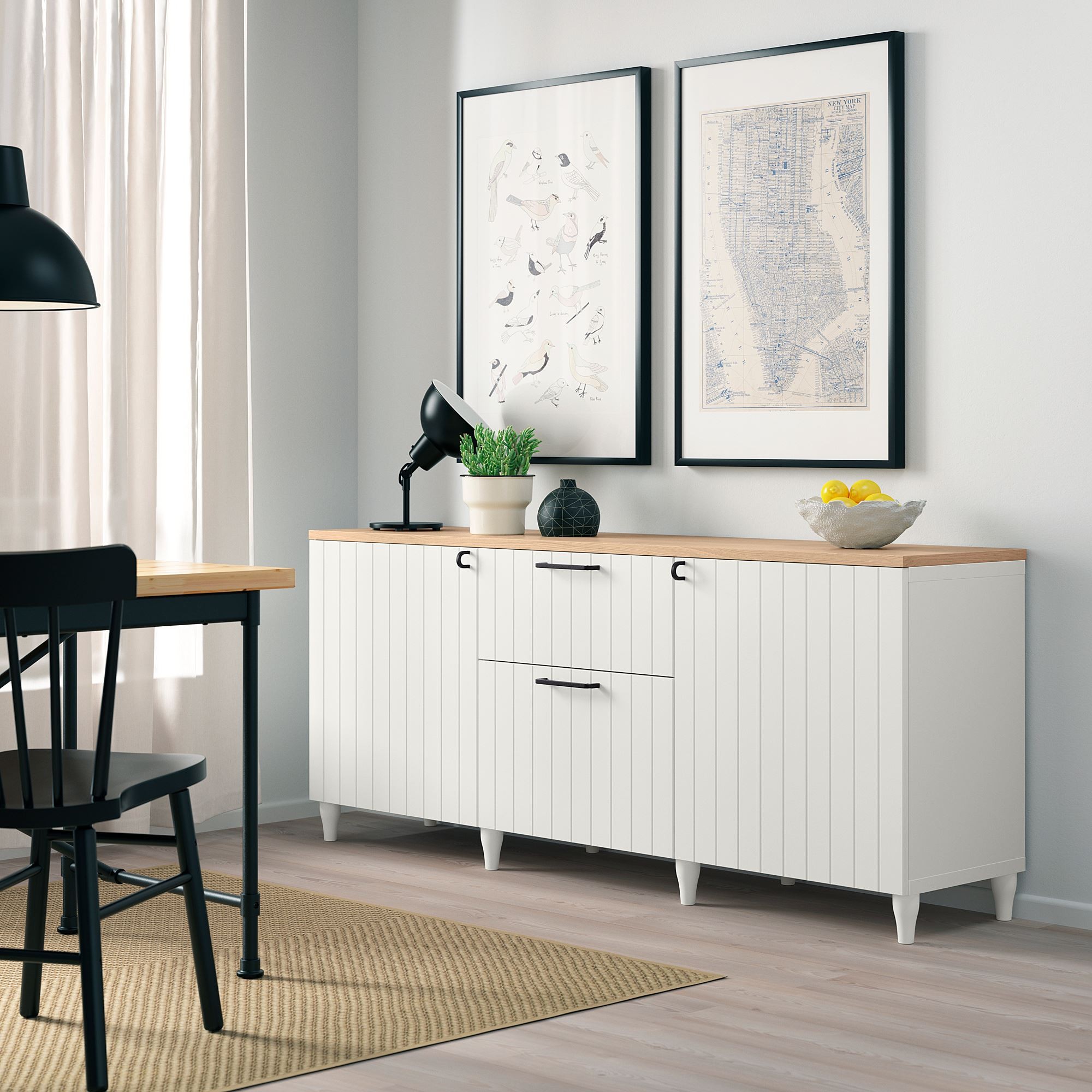 Dolap kombinasyonu, beyaz, 180x42x76 cm, SUTTERVIKEN, fren raylı