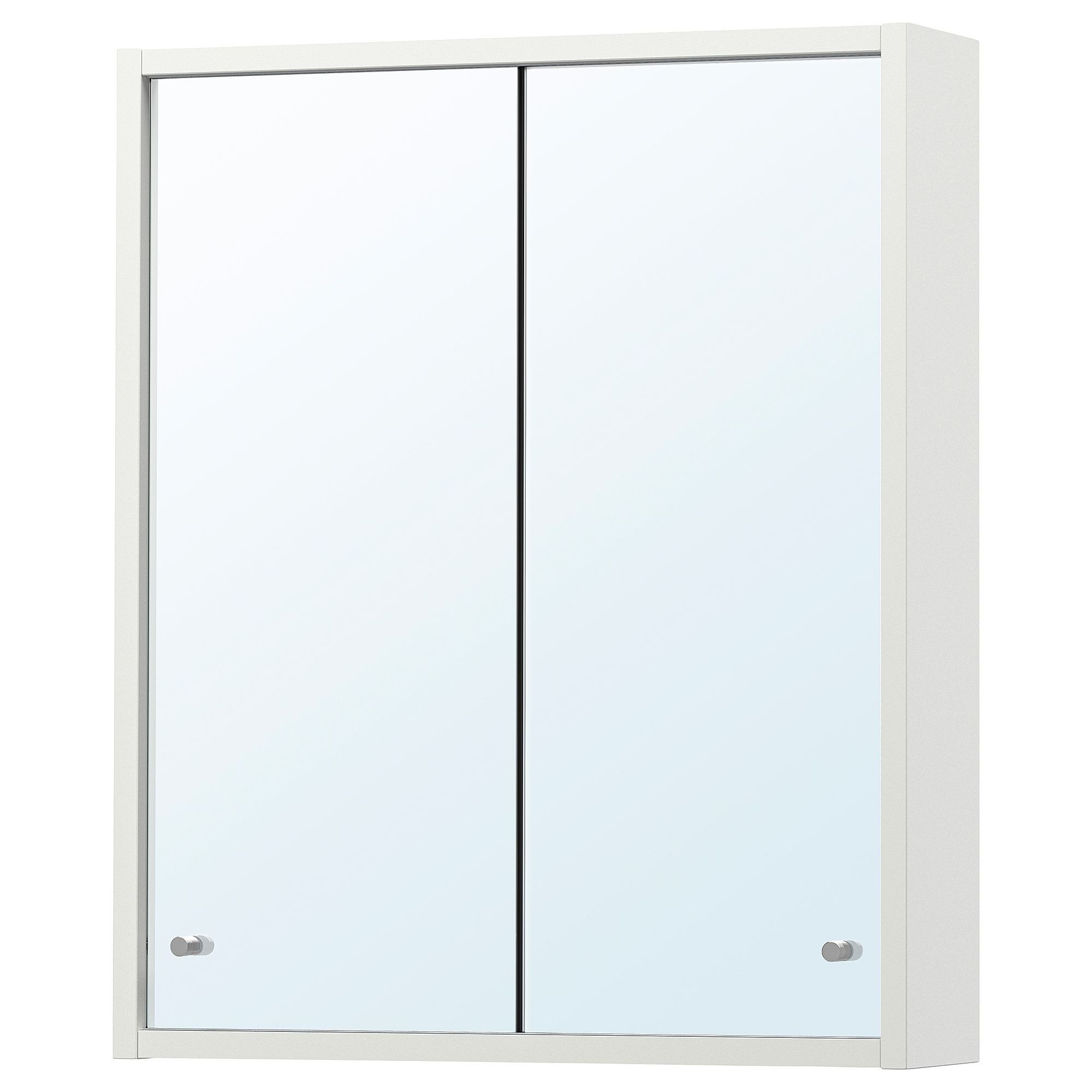 Banyo duvar dolabı, beyaz, 50x13x60 cm, 2 ayna kapaklı