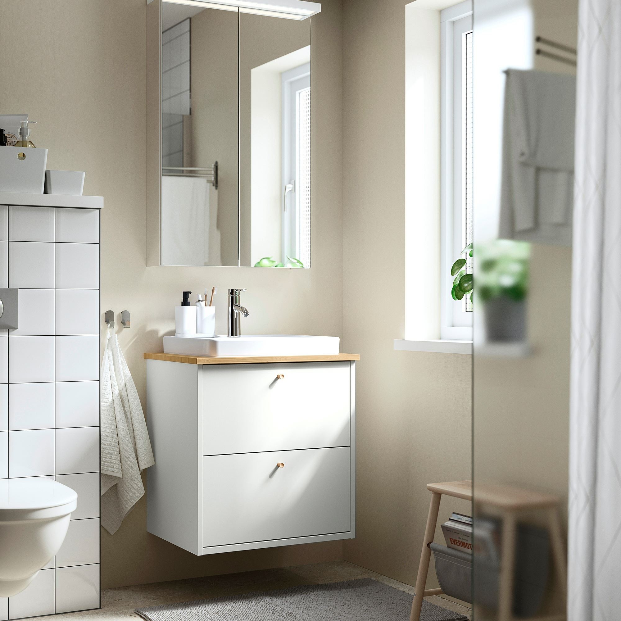 Banyo duvar dolabı, 60x15x95 cm, 2 ayna kapaklı