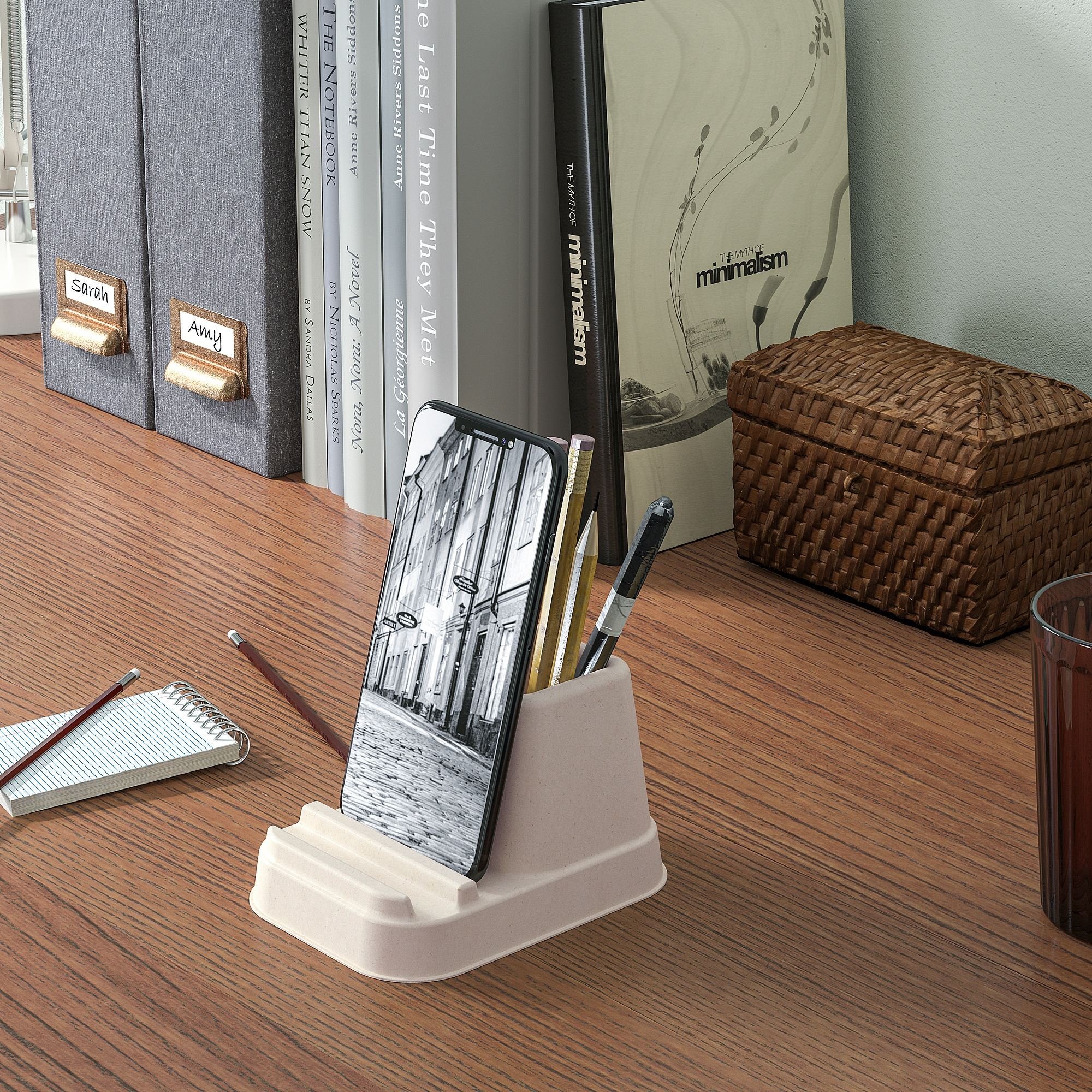 Telefon/tablet standı, natürel, 14x8x10 cm