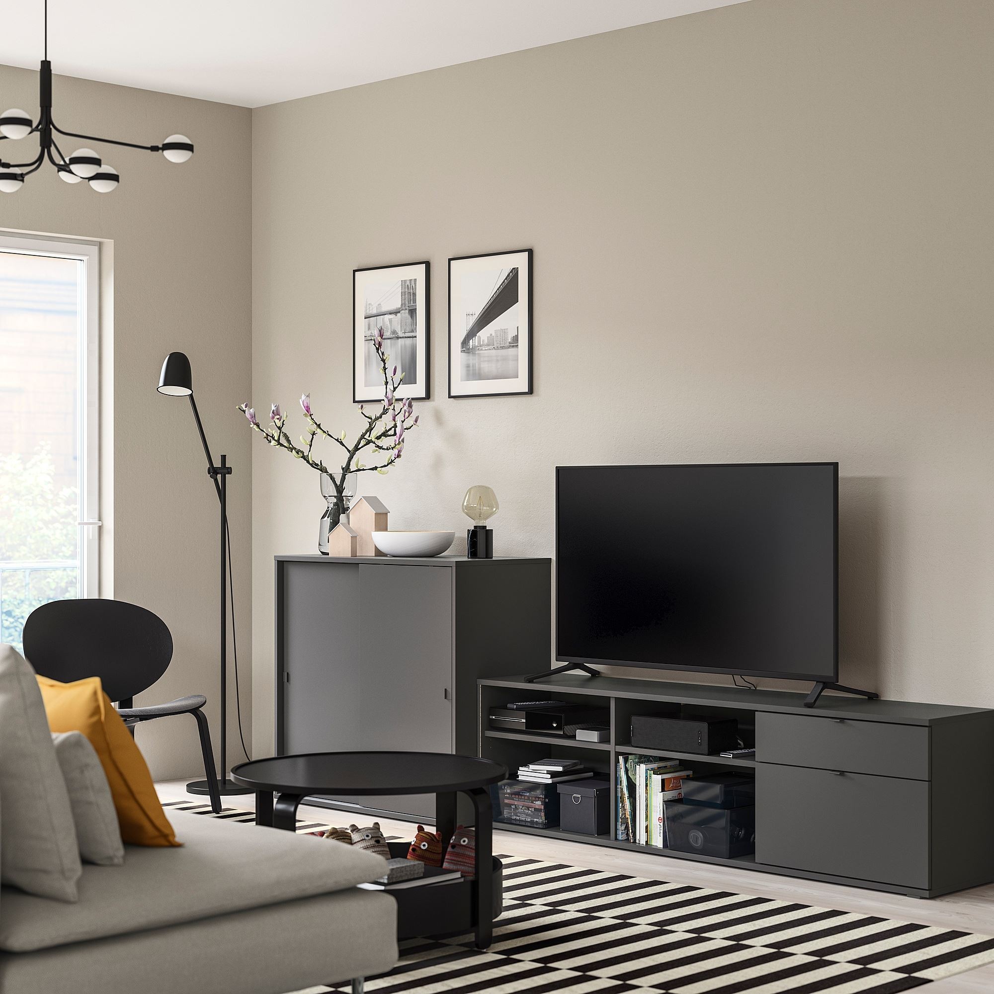 Tv ünitesi, koyu gri, 275x47x90 cm