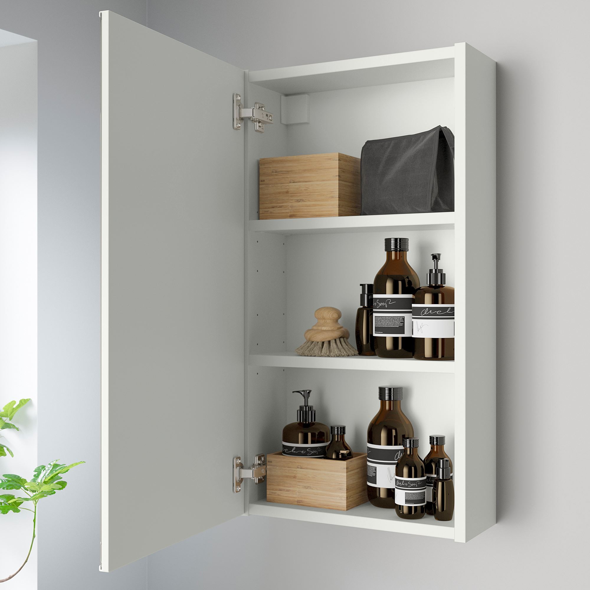 Banyo duvar dolabı, beyaz, 40x15x75 cm, 1 ayna kapaklı