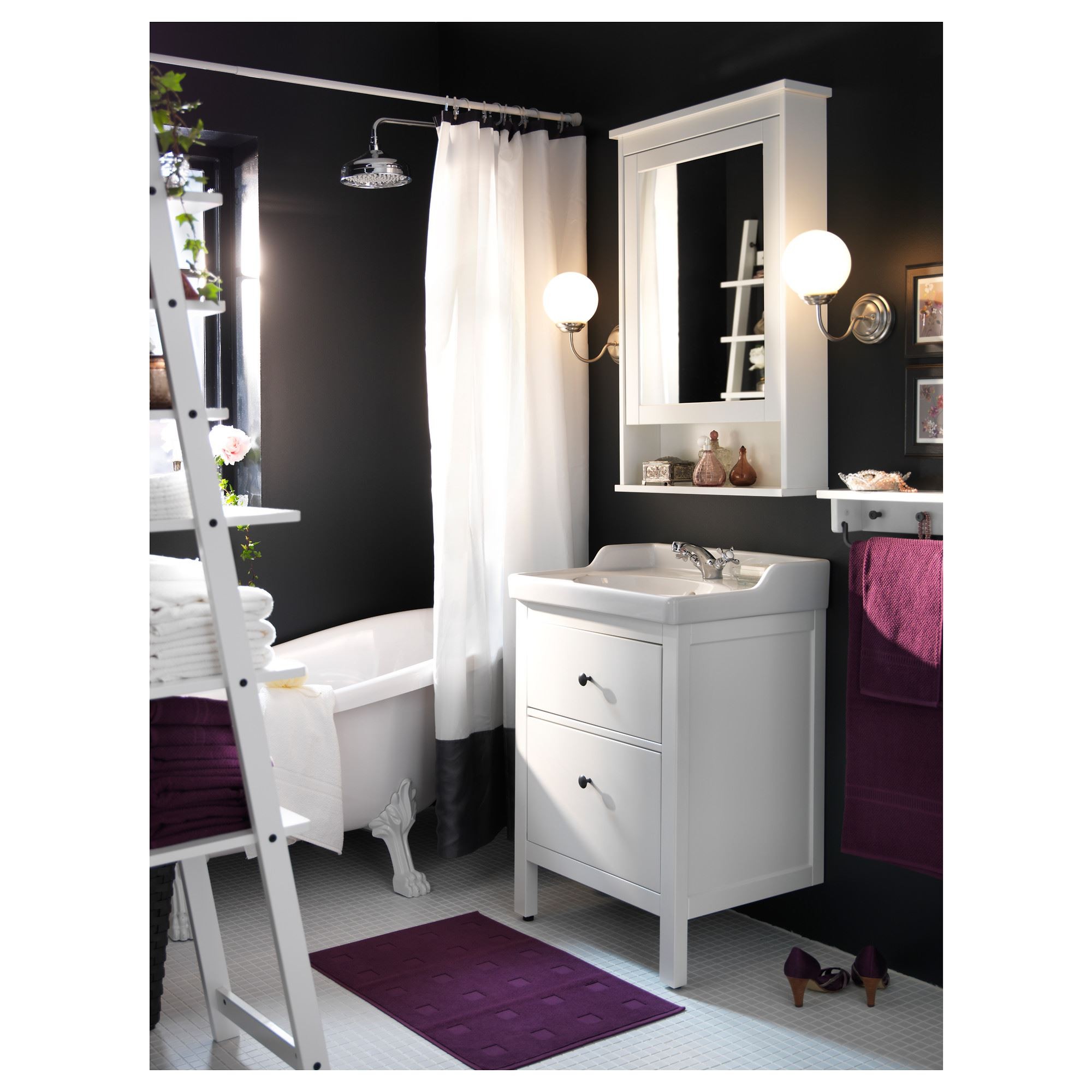 Lavabo dolabı kombinasyonu, beyaz, 60x49x89 cm, Batarya dahil değildir.