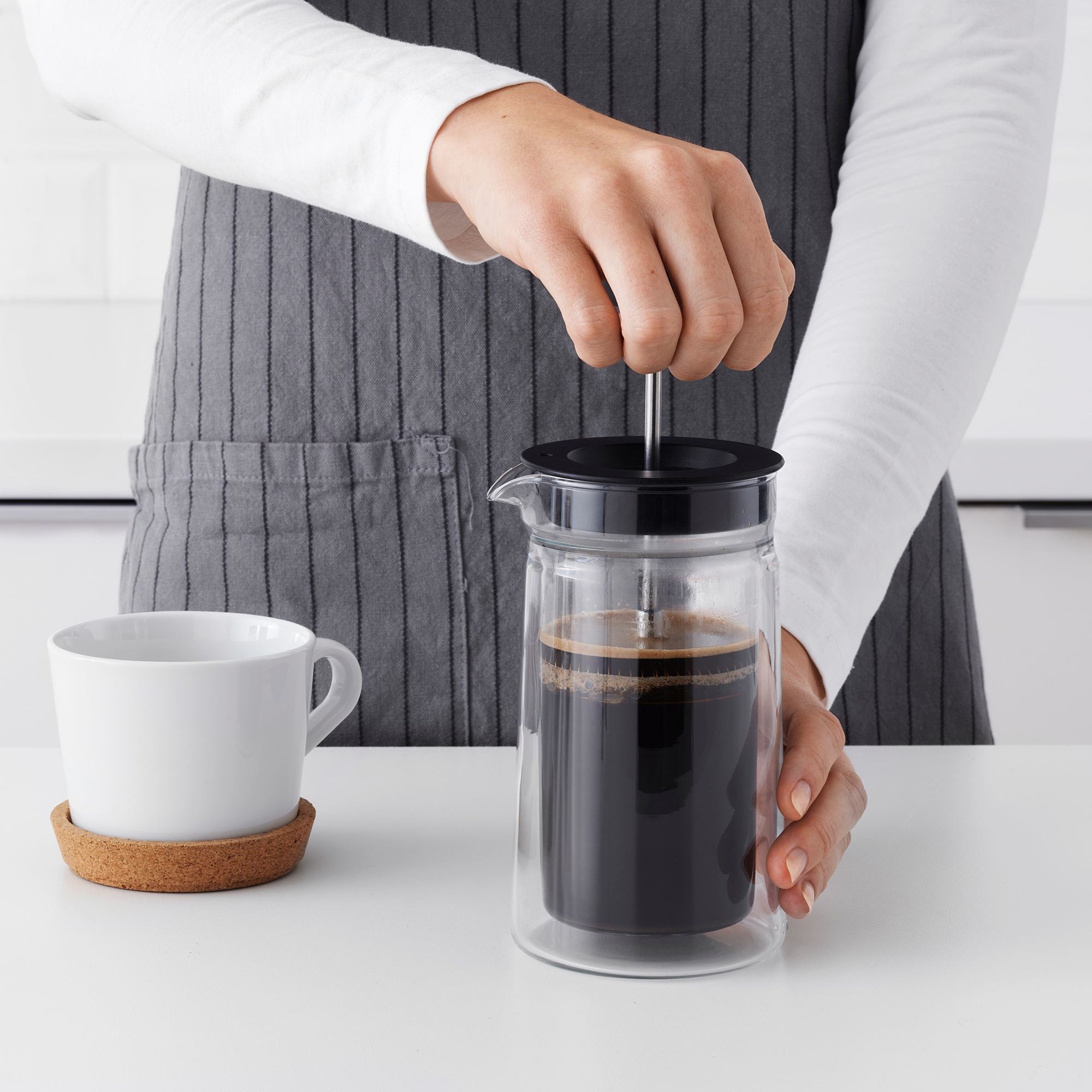 French press, paslanmaz çelik-siyah, 0,3 lt