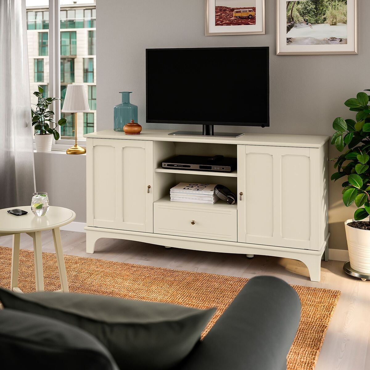 Tv sehpası, açık bej, 159x45x81 cm