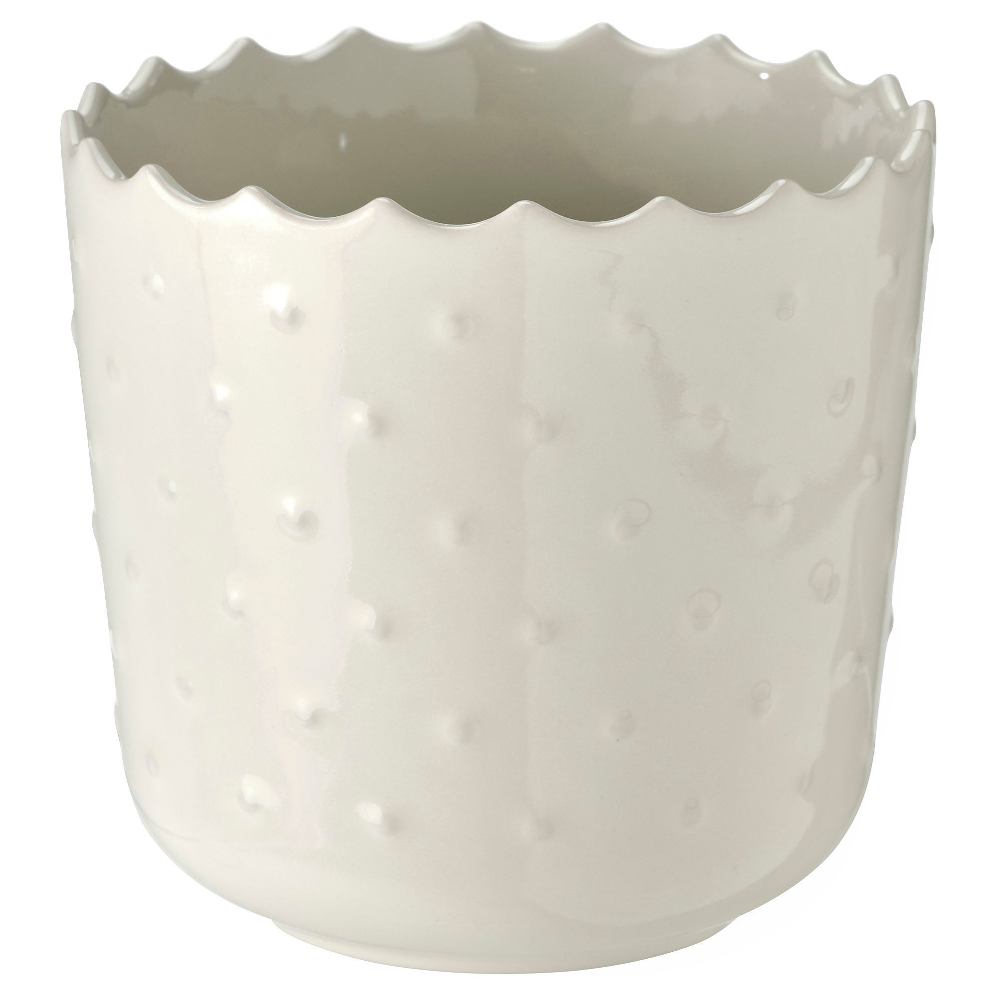 Seramik saksı, kırık beyaz, 9 cm
