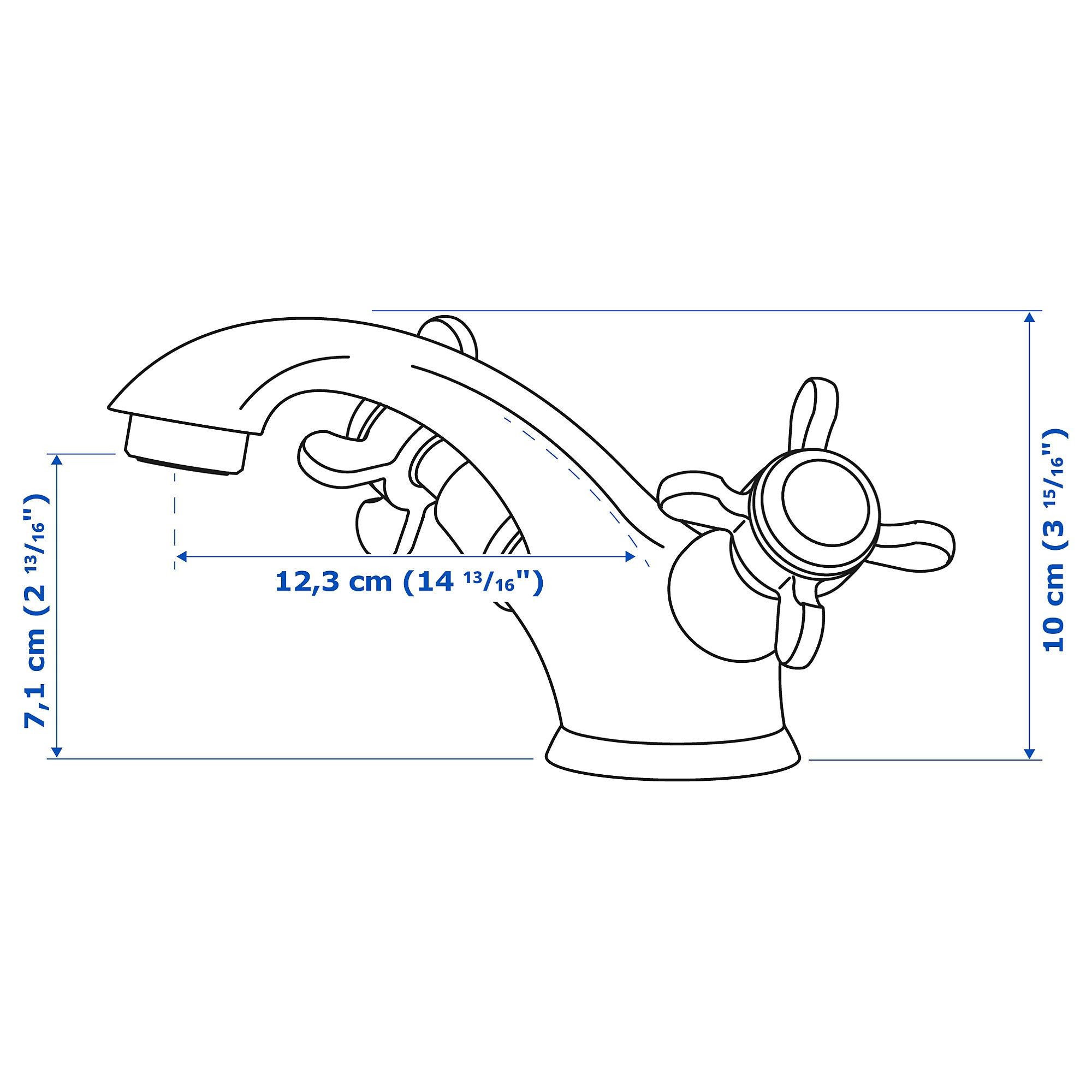 Lavabo bataryası, krom kaplama, 10 cm