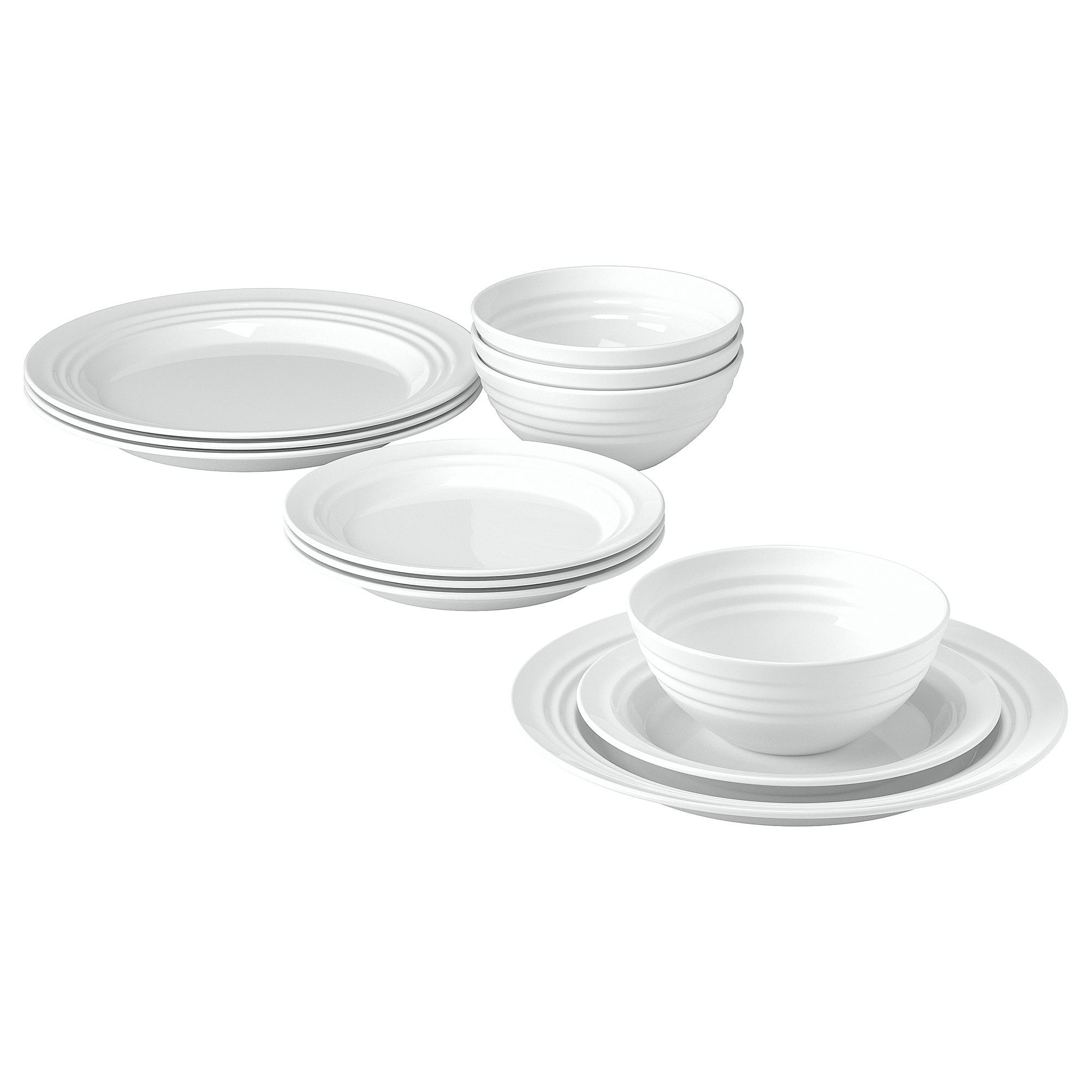 Yemek takımı, beyaz, 12 parça