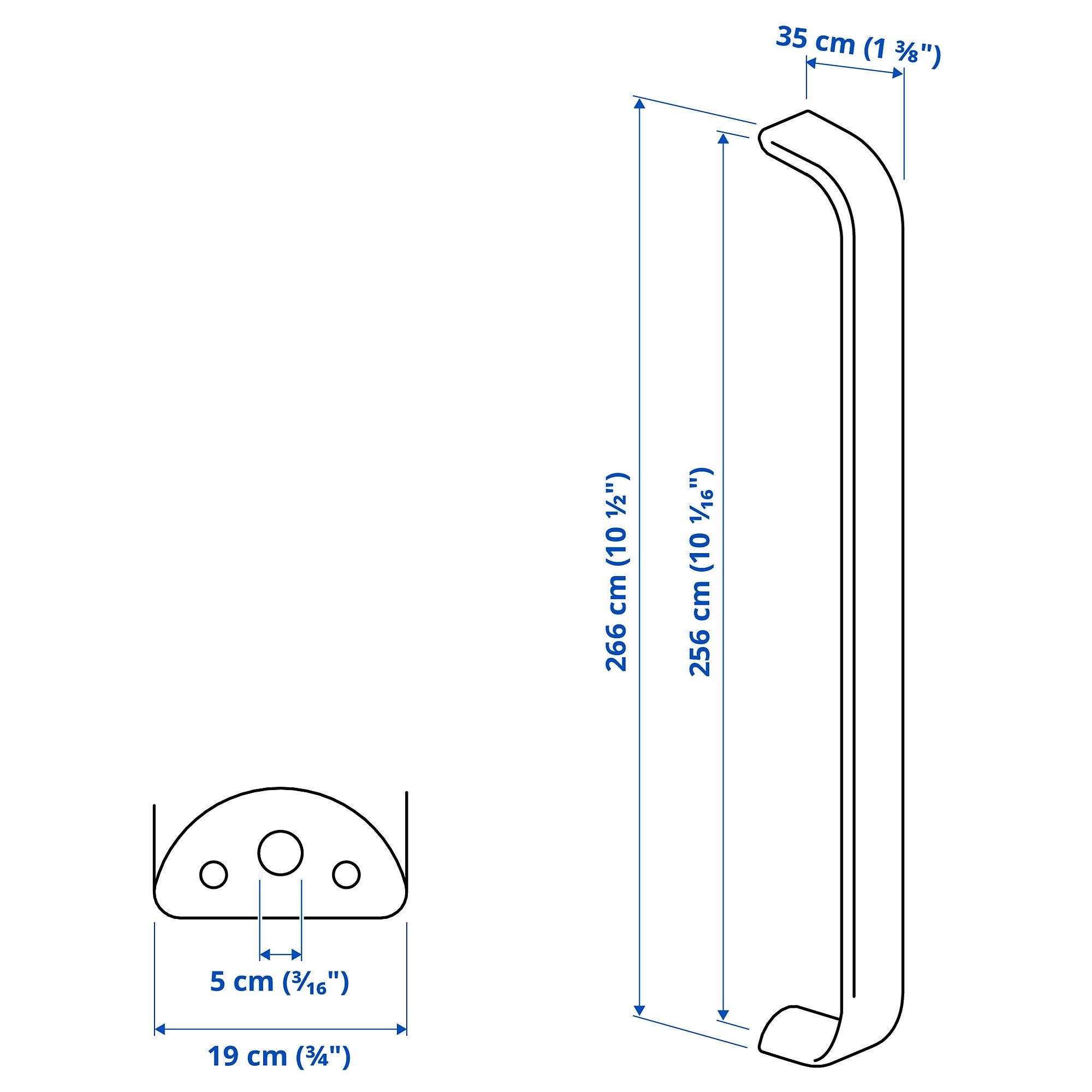 Kulp, metal rengi, 266 mm