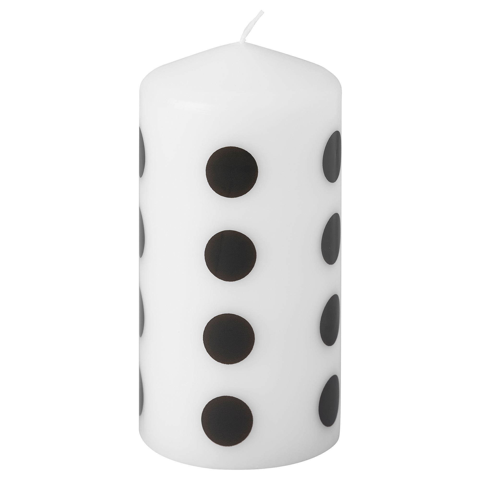 Blok mum, siyah-beyaz, 14 cm