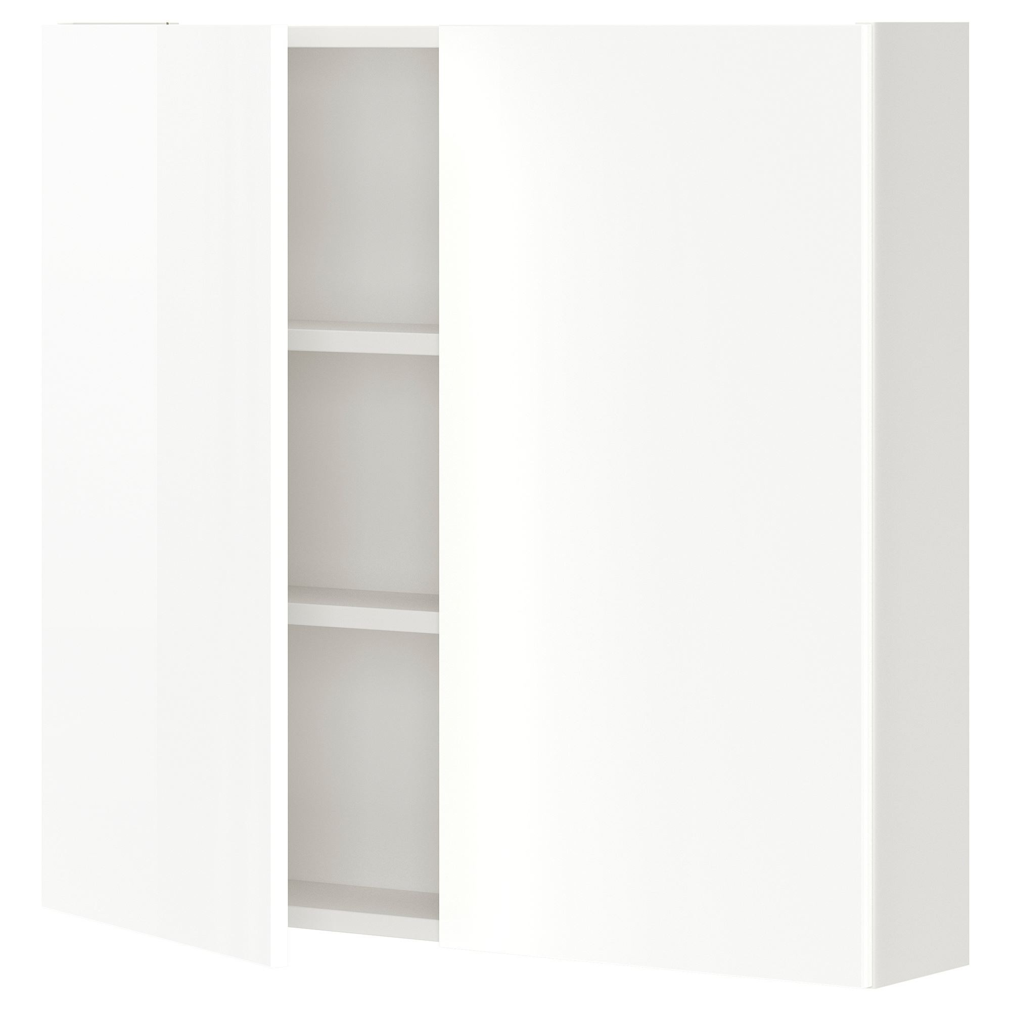 Banyo duvar dolabı, beyaz-parlak cila beyaz, 80x15x75 cm, 2 kapaklı