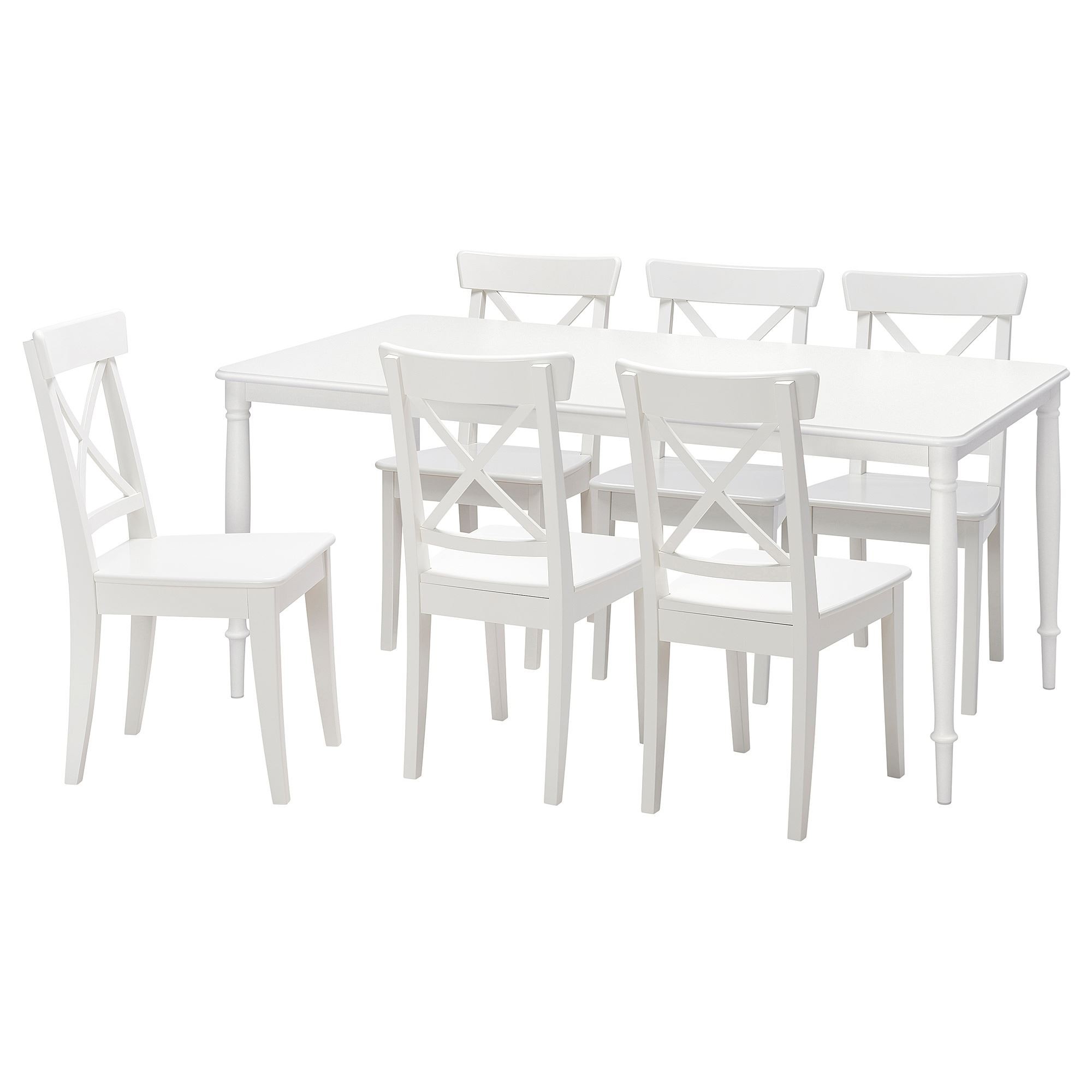 Yemek masası takımı, beyaz, 6 sandalyeli