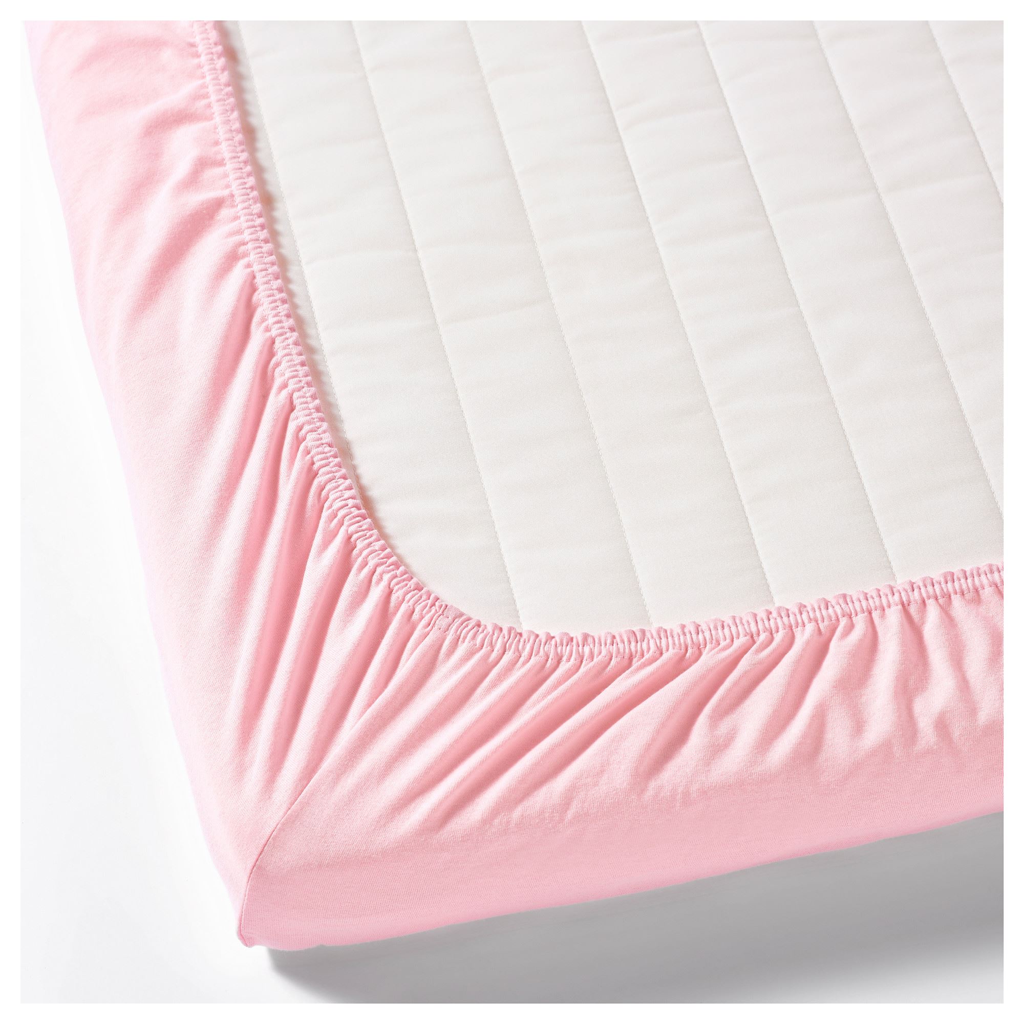 Lastikli bebek çarşafı, beyaz-pembe, 60x120 cm, 2 adet