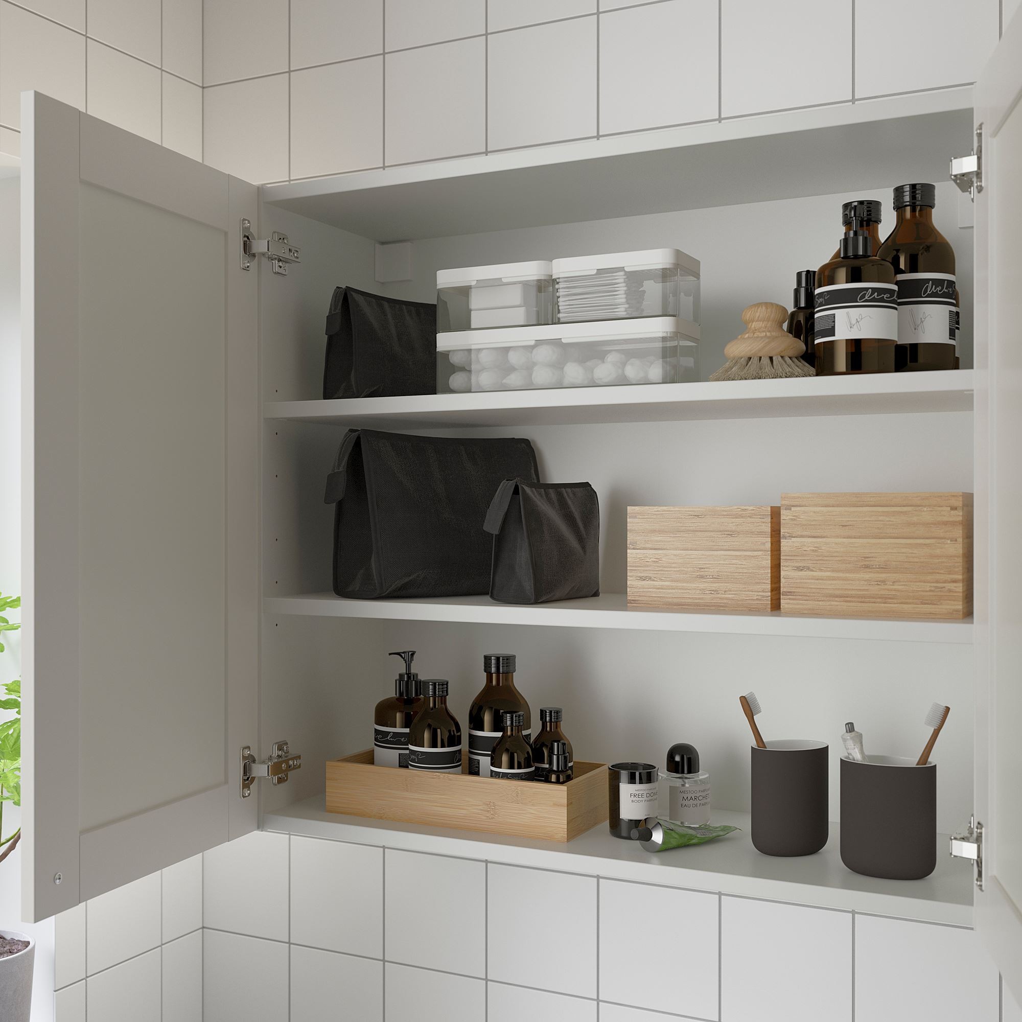 Banyo duvar dolabı, beyaz, 80x30x75 cm, 2 ayna kapaklı